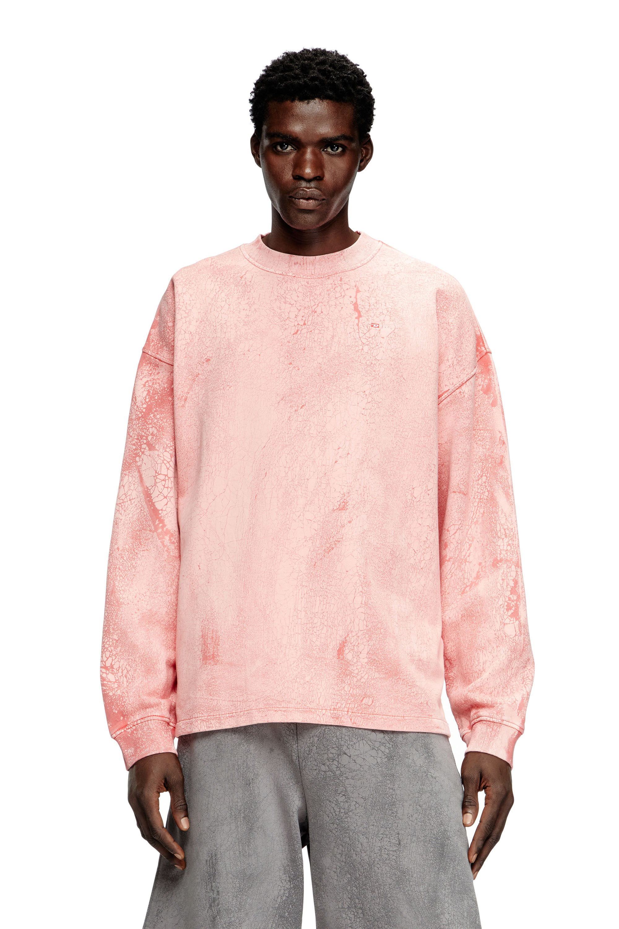 Diesel - S-BAXT-T1, Herren Gerissenes Sweatshirt mit Mikro-Logo in Rosa - 3