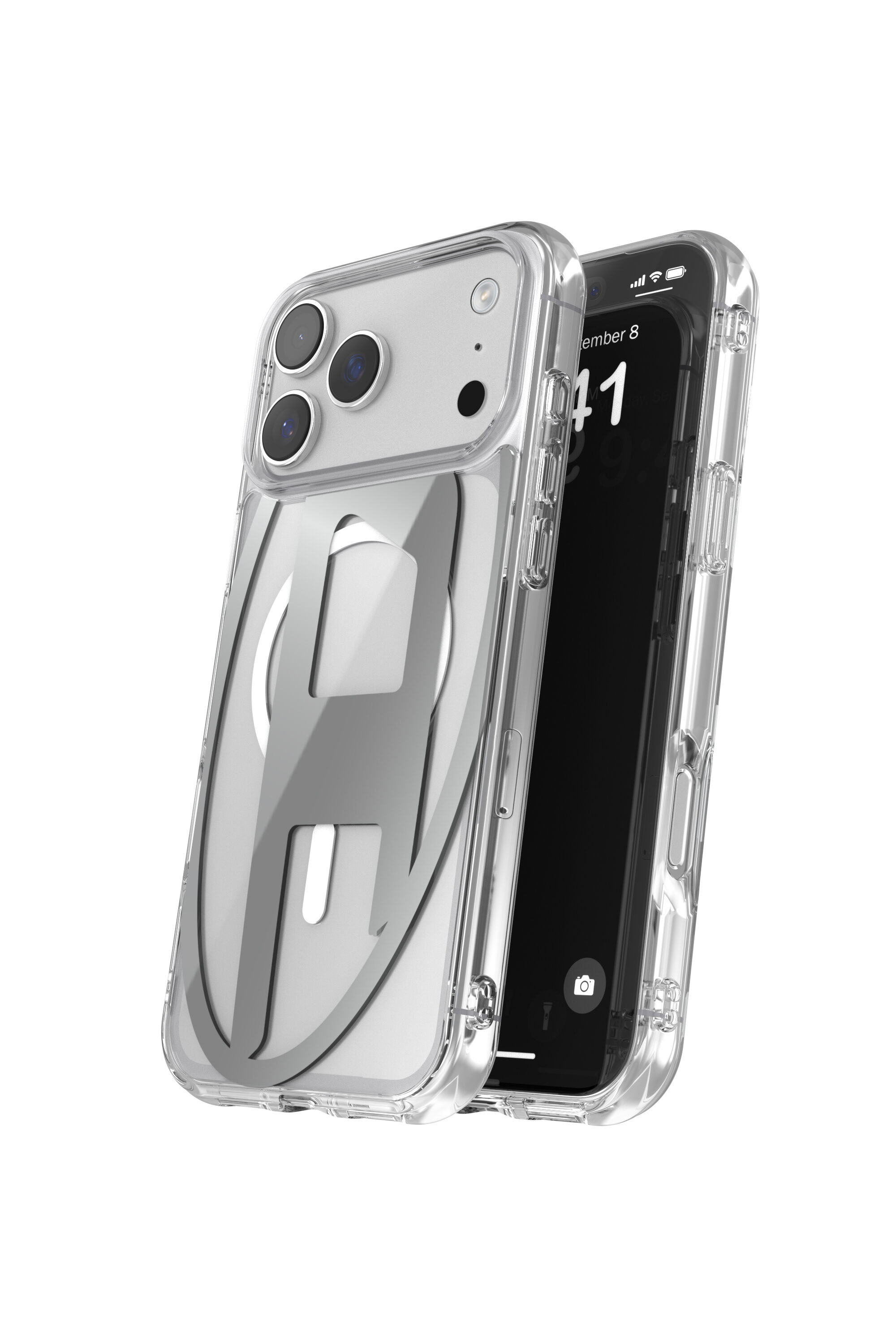 Diesel - 60414 AOP CASE, Unisex Oval D Metallic Case mit Magsafe für iPhone 17 Pro Max in Grau - 3