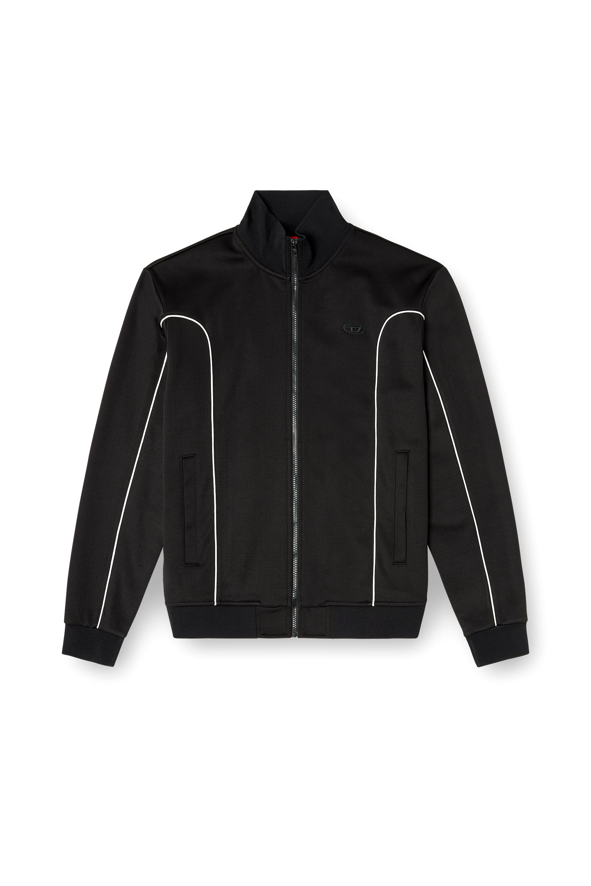 Diesel - S-LOCKING-DO, Herren Sweatjacke aus Sweatstoff mit kontrastierenden Paspeln in Schwarz - 2