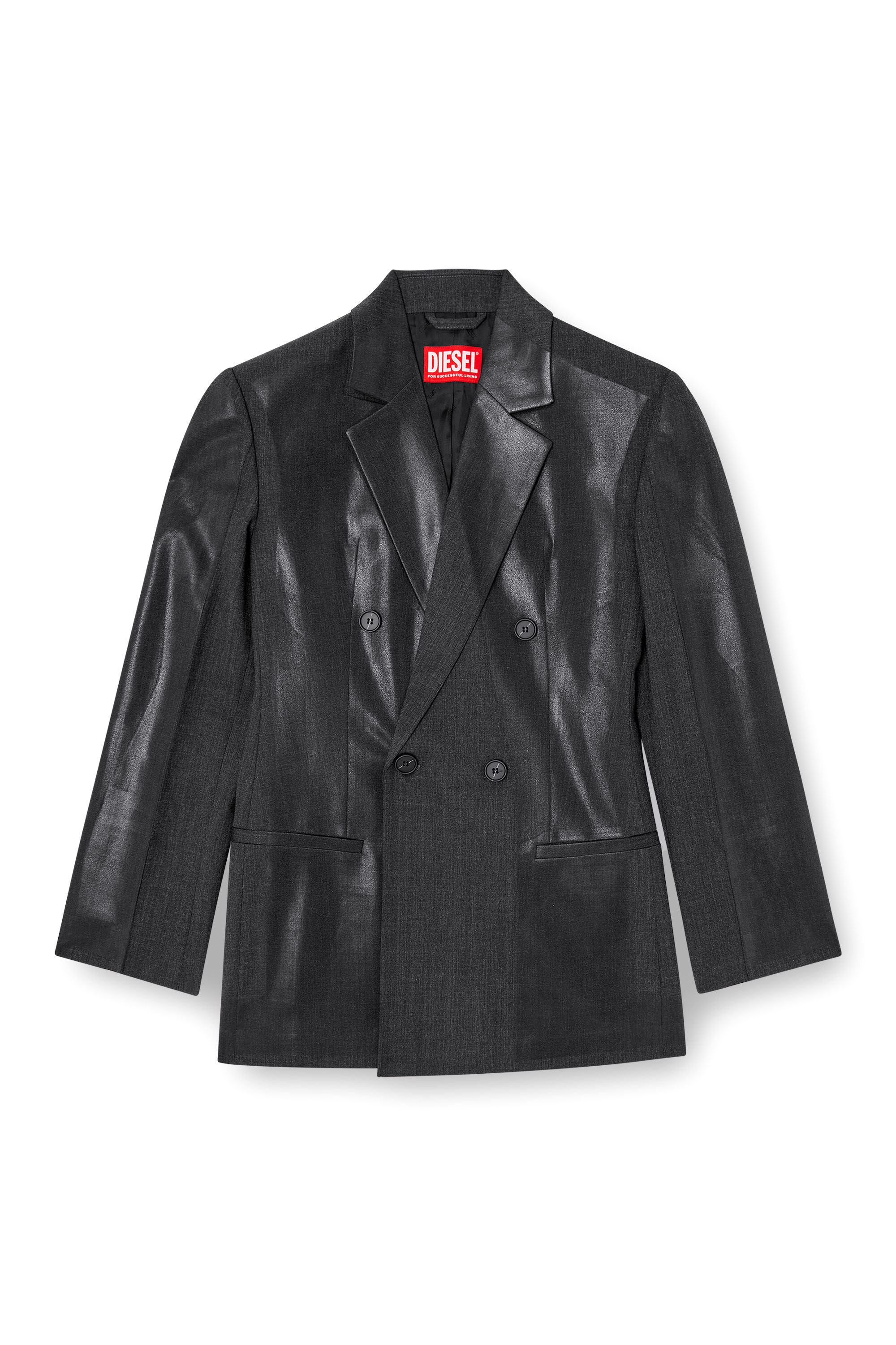 Diesel - G-ALLANT, Damen Doppelreihiger Blazer mit beschichteter Vorderseite in Schwarz - 2
