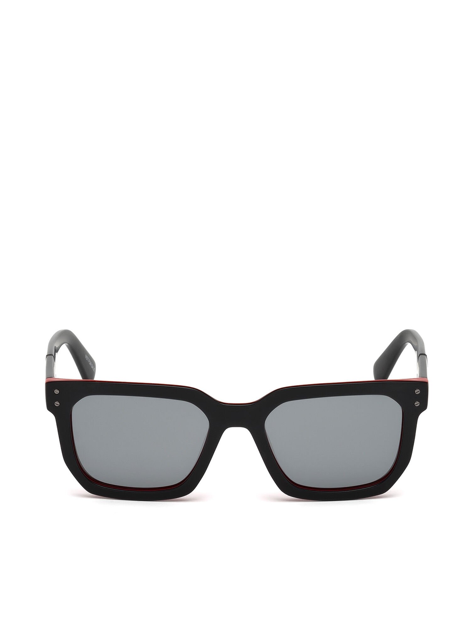 Diesel - DL0253, Herren Sonnenbrille mit gerieftem Finish auf der Innenseite in Schwarz/ Rot - 1