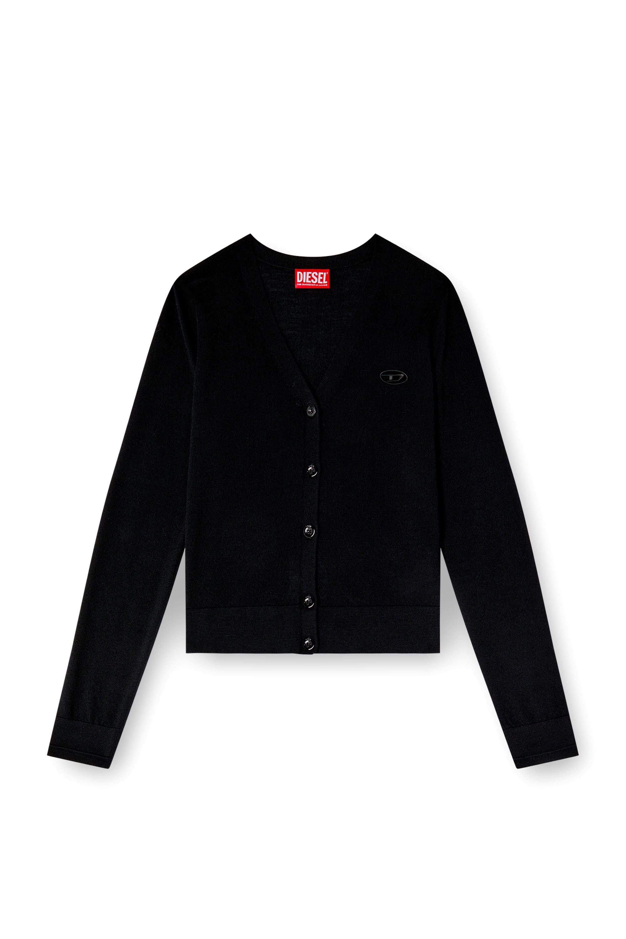 Diesel - M-ALIMA, Damen Cardigan aus Wolle mit Cut-out-Logo in Schwarz - 2
