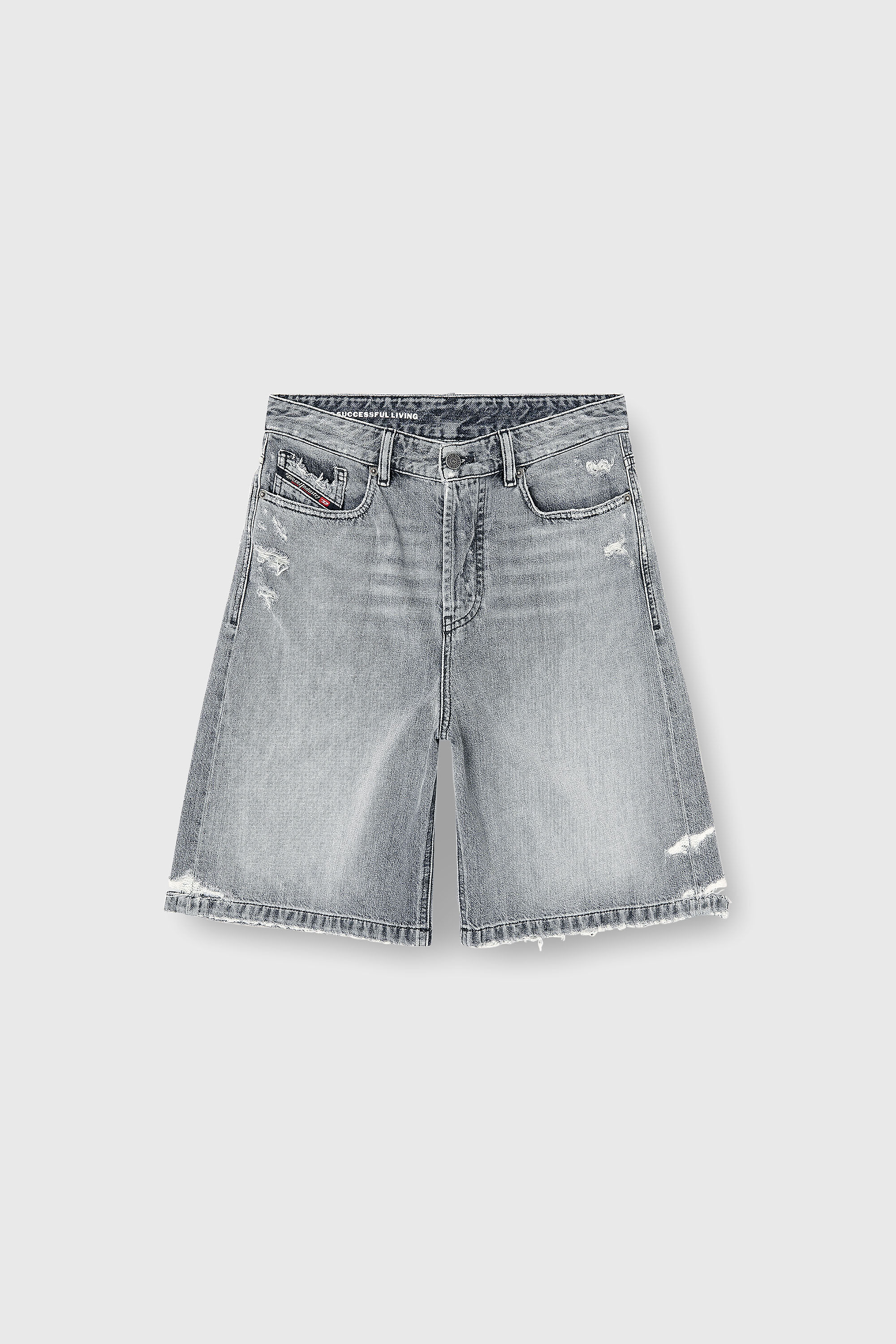 Diesel - DE-SIRE-SHORT, Damen Jeansshorts mit ausgefransten S&auml;umen in Grau - 2