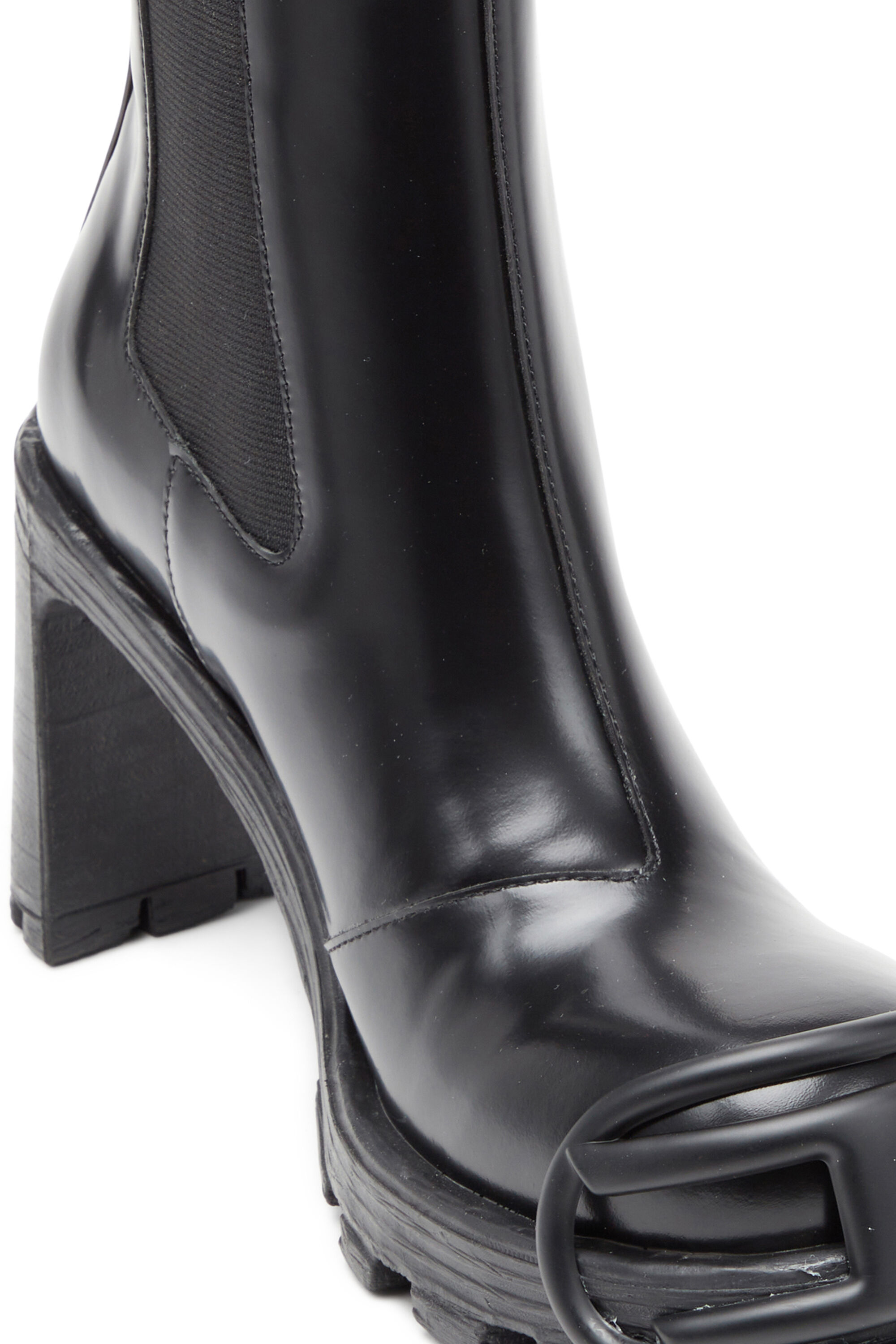 Diesel - D-HAMMER CH D W, Damen D-Hammer-High-Heel-Stiefel mit Oval D-Plakette in Schwarz - Image 4