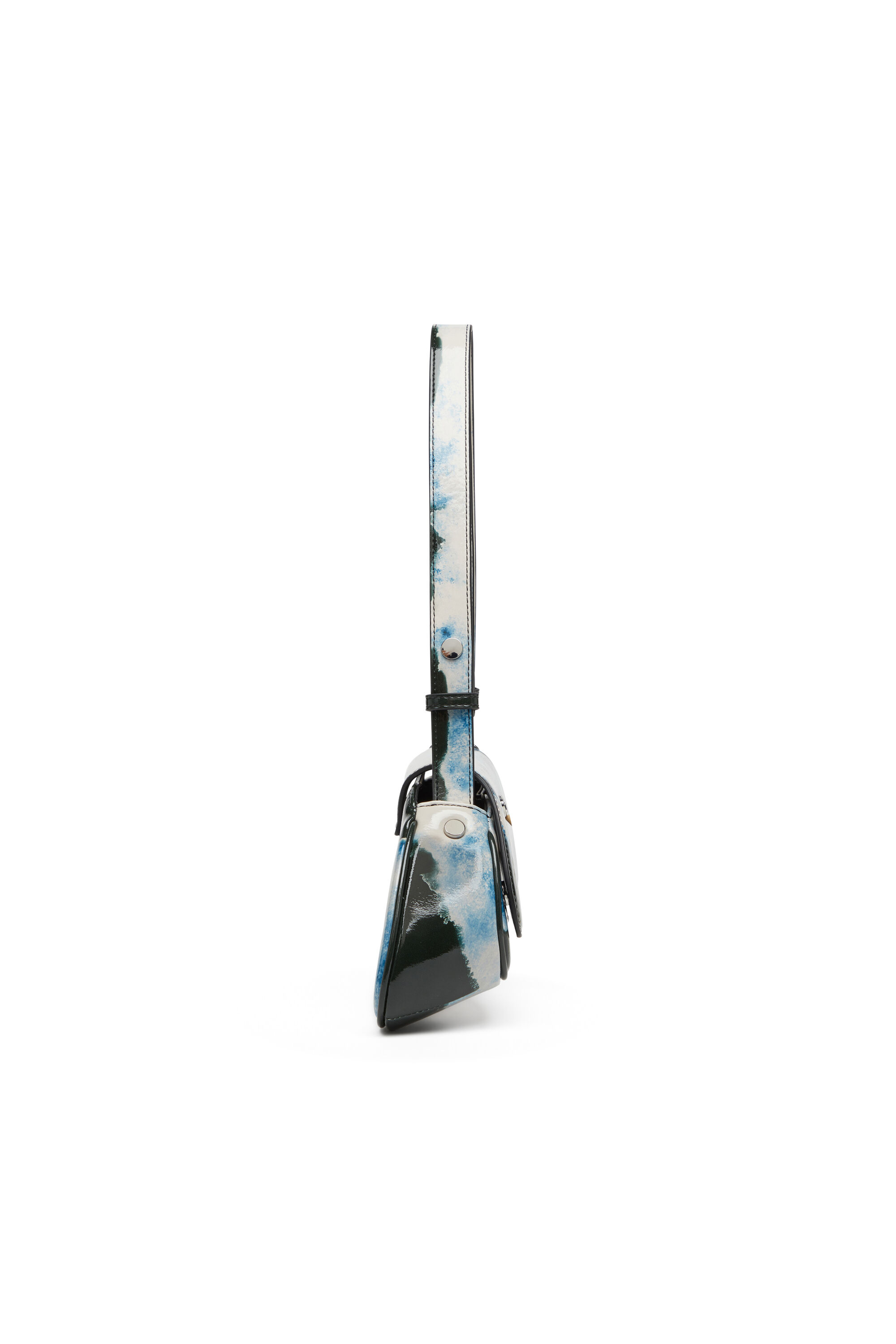 Diesel - PLAY CROSSBODY, Damen Play-Schultertasche mit glänzendem PU-Print in Weiss/Schwarz - 4