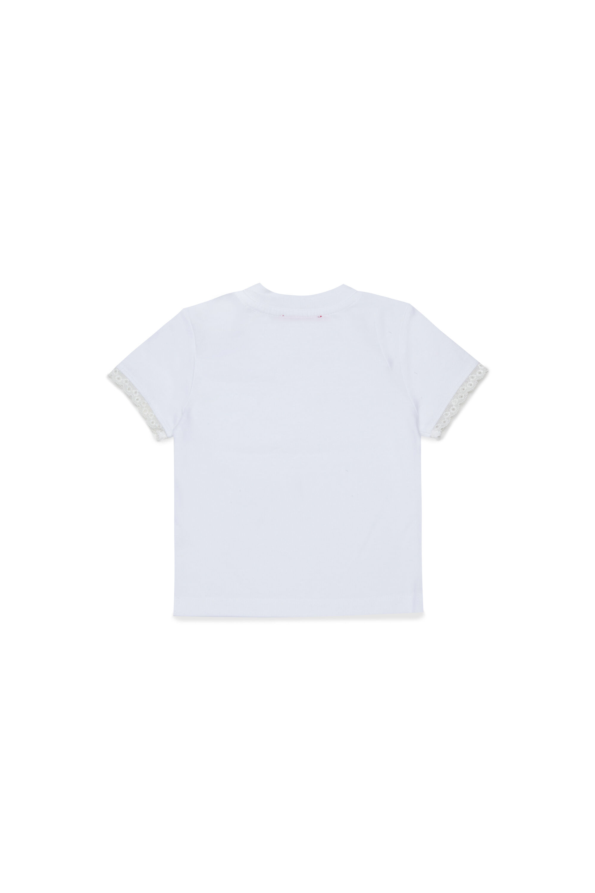 Diesel - TROSEZB, Woman's Lace-trimmed T-shirt with rose print in White - 2