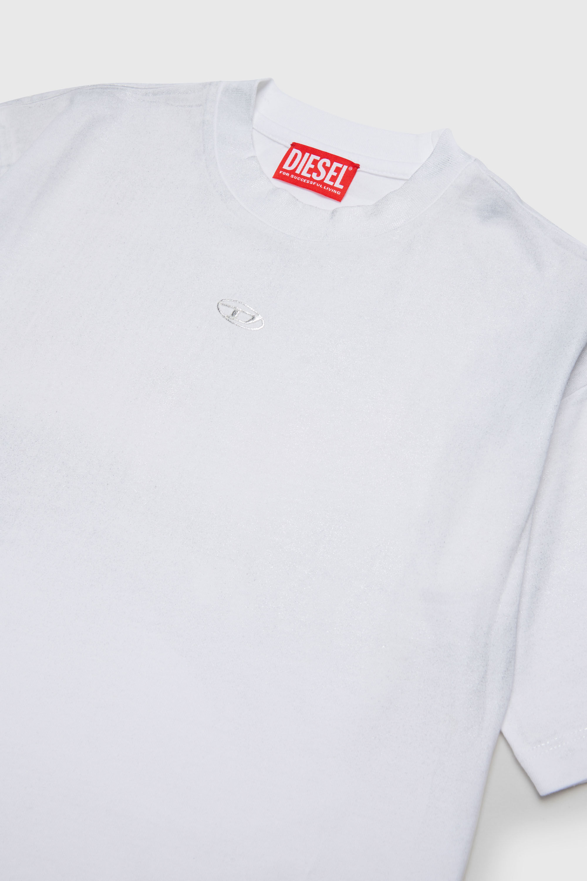Diesel - TANORMYS2, Woman's Cotton T-shirt with tonal Oval D embroidery in White - 3