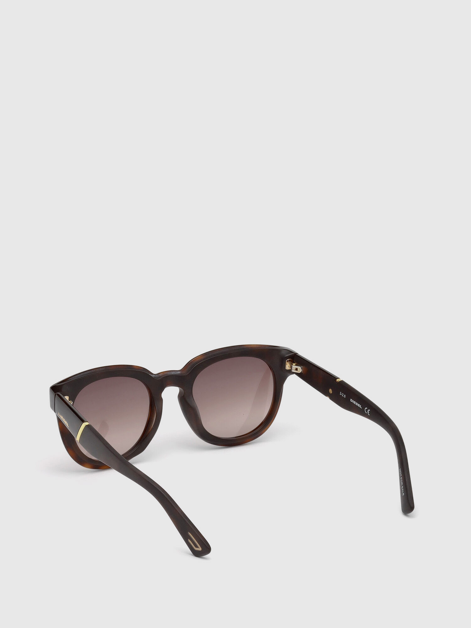 Diesel - DL0230, Damen Sonnenbrille mit runden Gläsern und abgeschrägtem Detail in Braun/Schwarz - 2