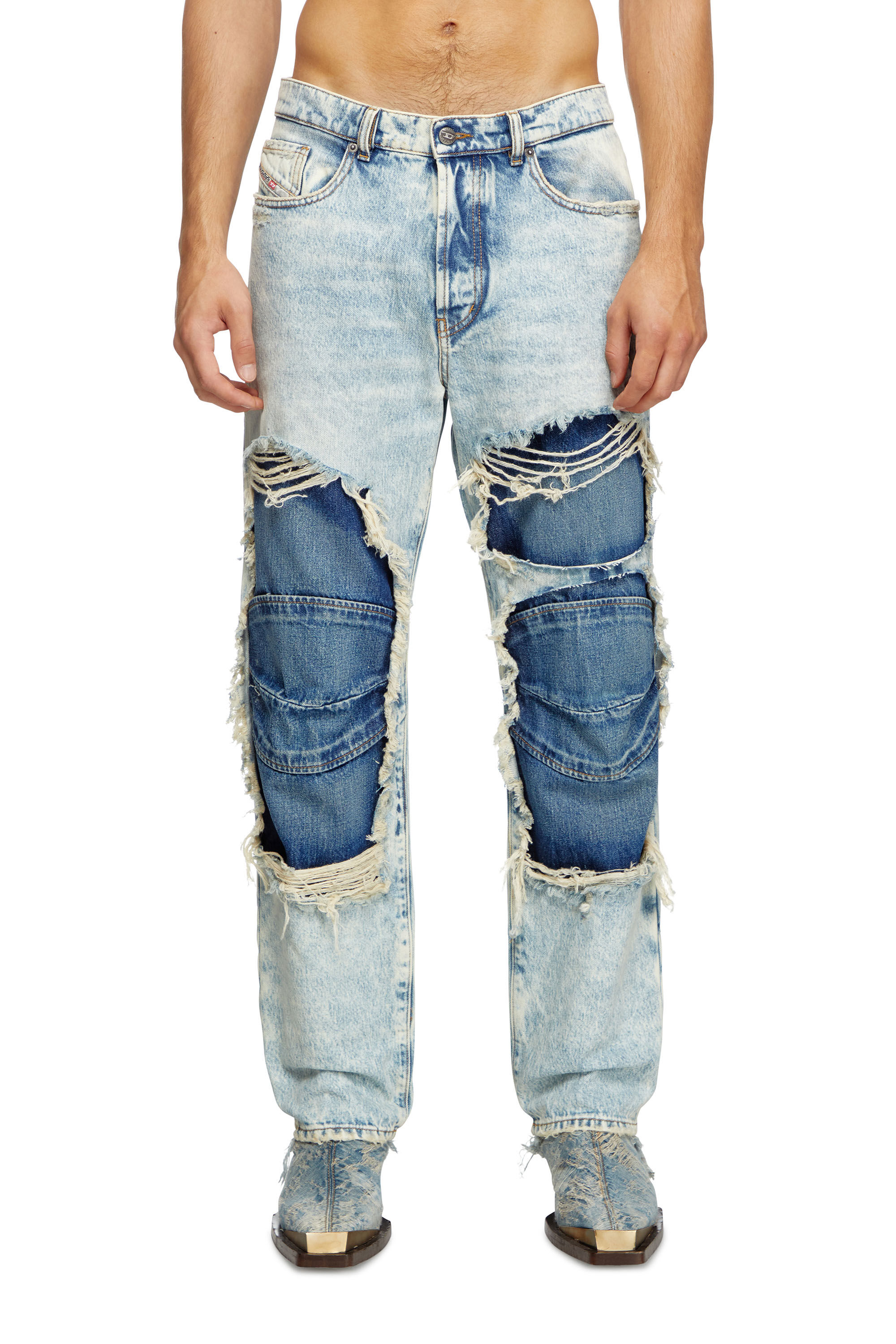 Diesel - Unisex Straight Jeans D-Fire 0AJEN, Hellblau - Image 3