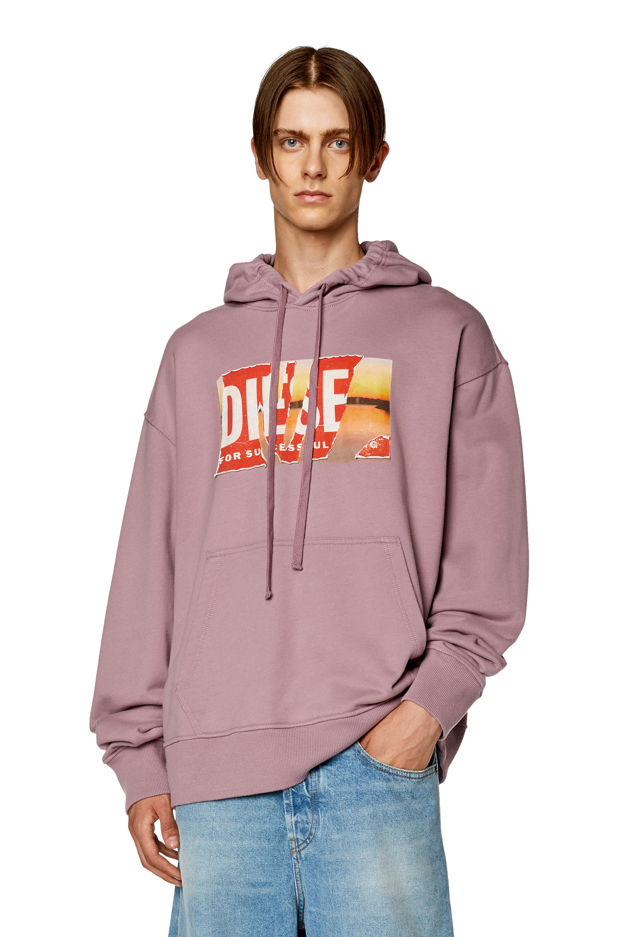 Diesel - S-MACS-HOOD-POFF-L1, Herren XXL-Hoodie mit Peel-Off-Logo in Violett - 3
