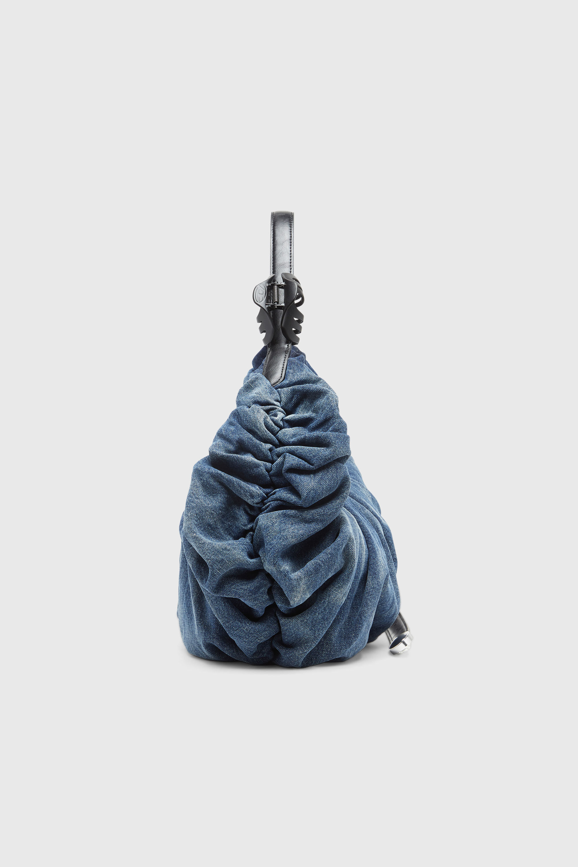 Diesel - GRAB-D HOBO L, Damen Grab-D L-Gro&szlig;e, geknitterte Hobo-Tasche aus behandeltem Denim in Mittelblau - 4