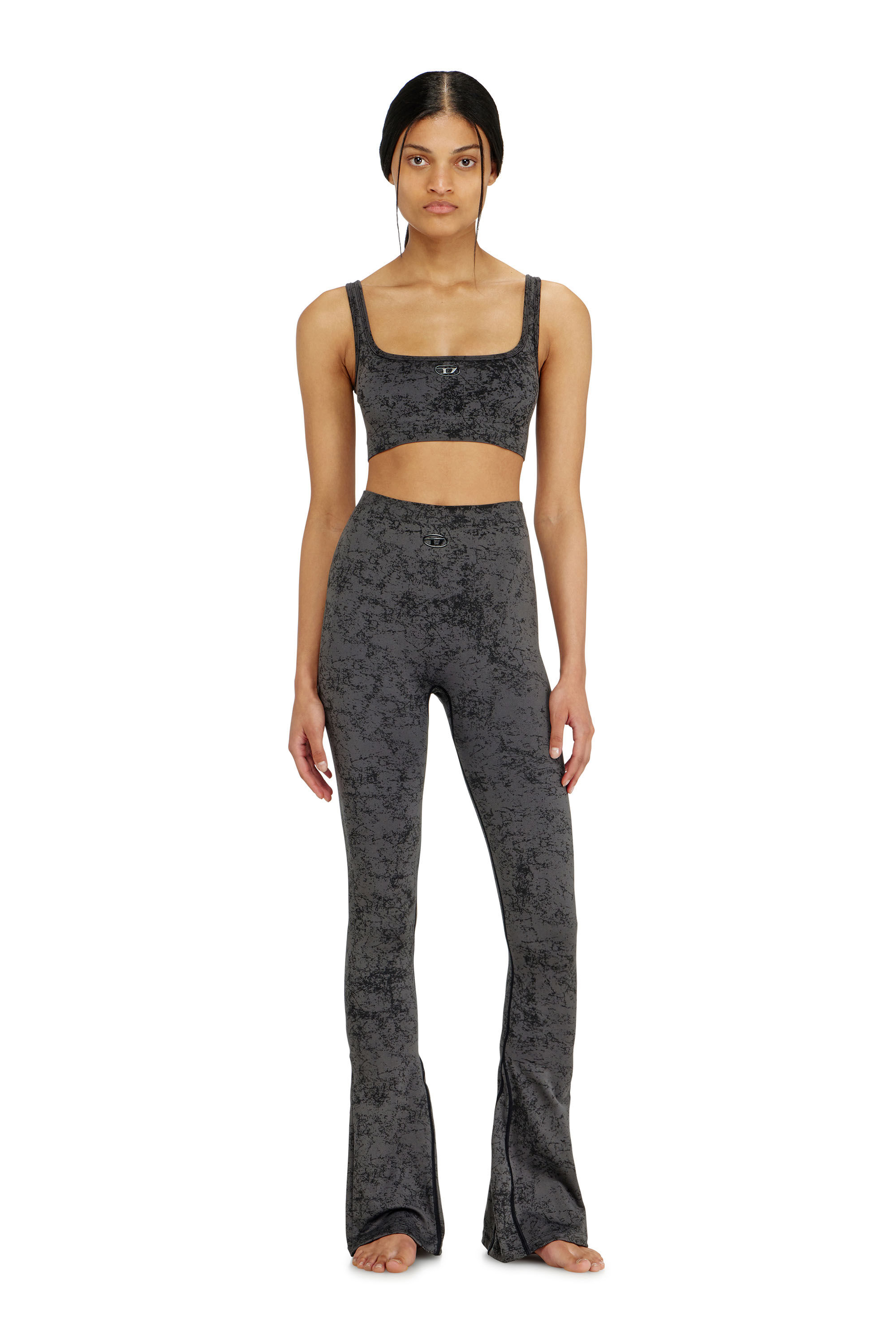 Diesel - CORNELIA-UTLT, Woman's Fared leggings with utilitarian print in Dark grey - 1