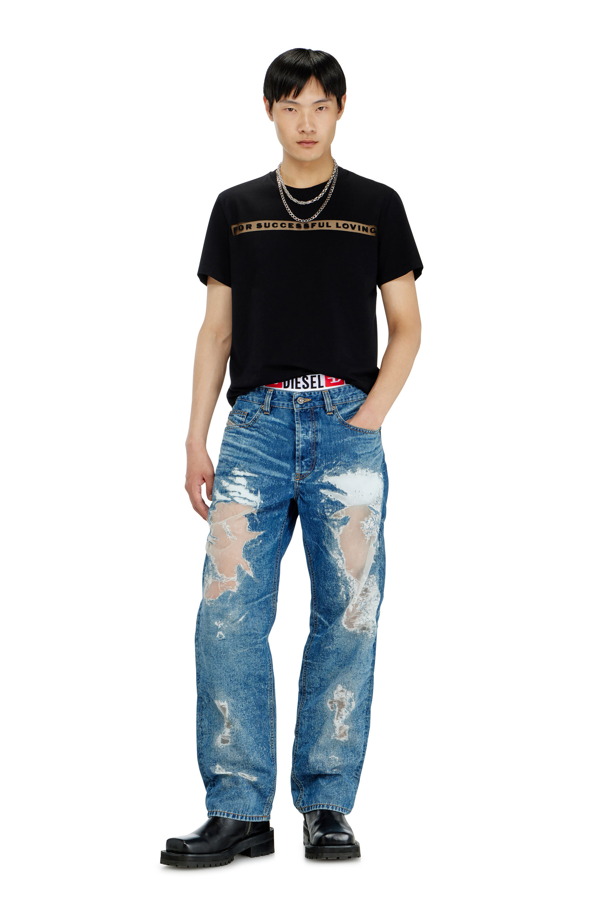 Diesel - PR-T-NOTS-CHI-R, Unisex T-Shirt mit For Successful Loving Logo in Schwarz - 1