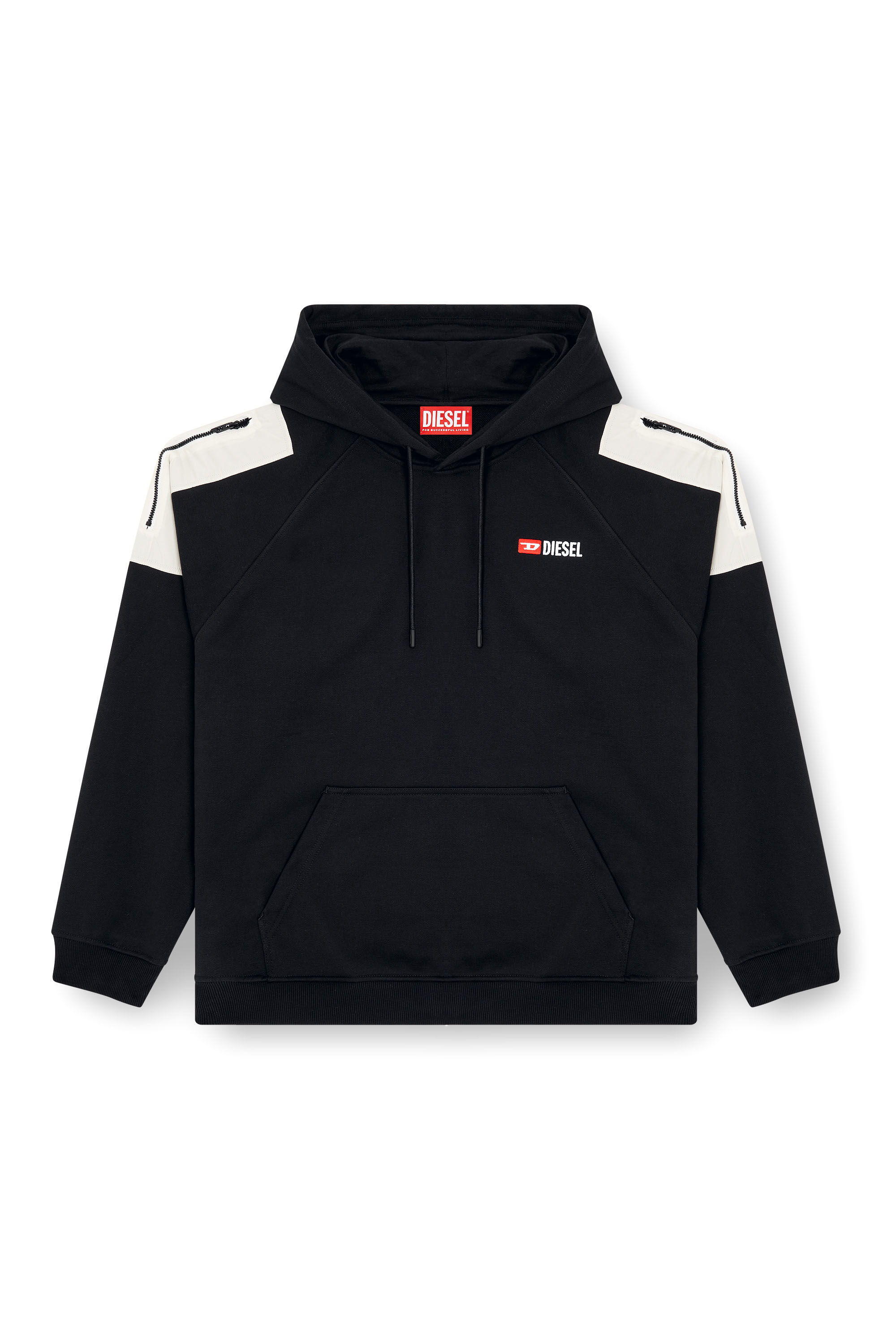 Diesel - S-FAUSTY, Man's Hoodie with shoulder pockets in Black - 2