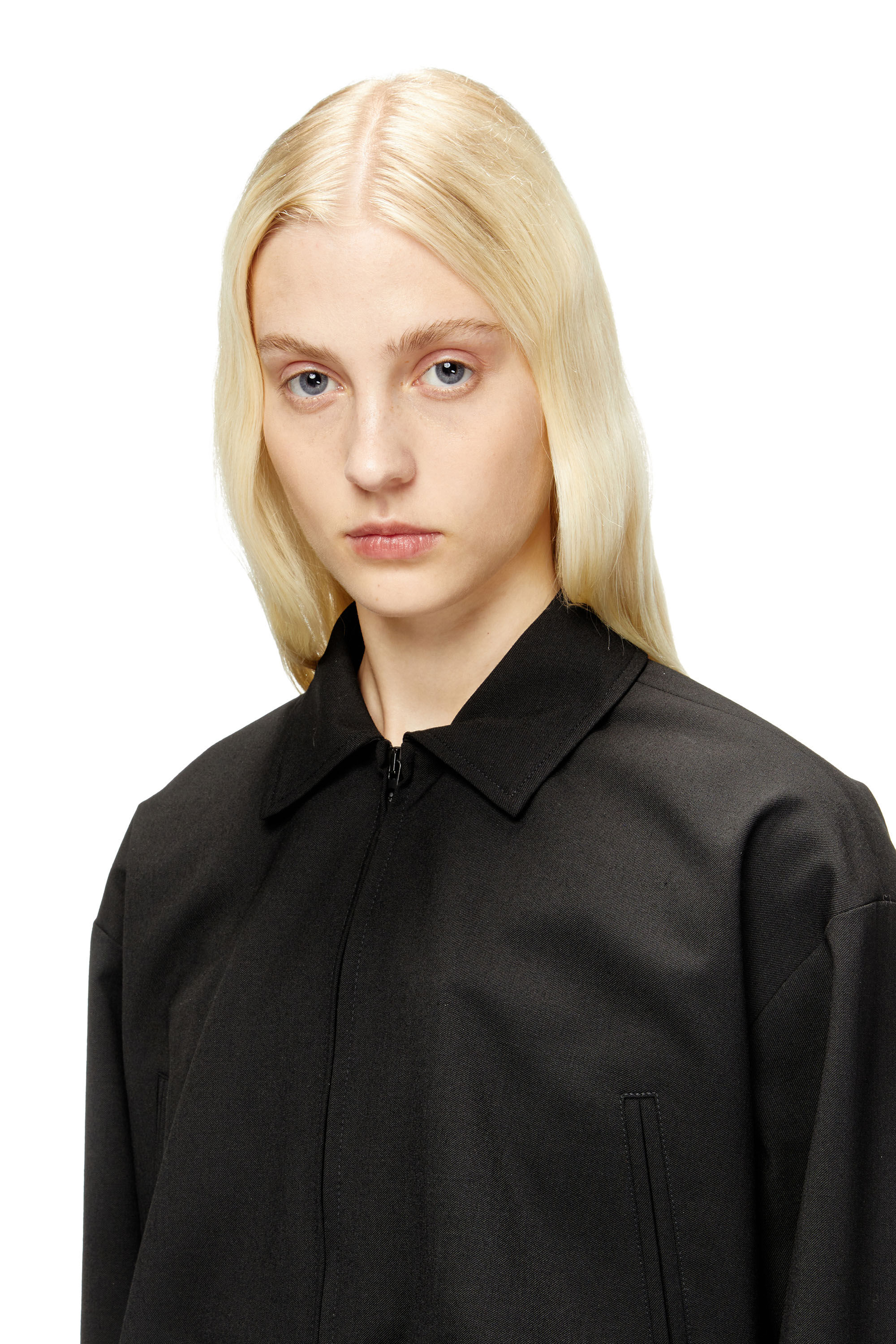 Diesel - J-TING-FEM-R2, Damen Verkürzte Jacke aus Schneiderstoff und Nylon in Schwarz - 5