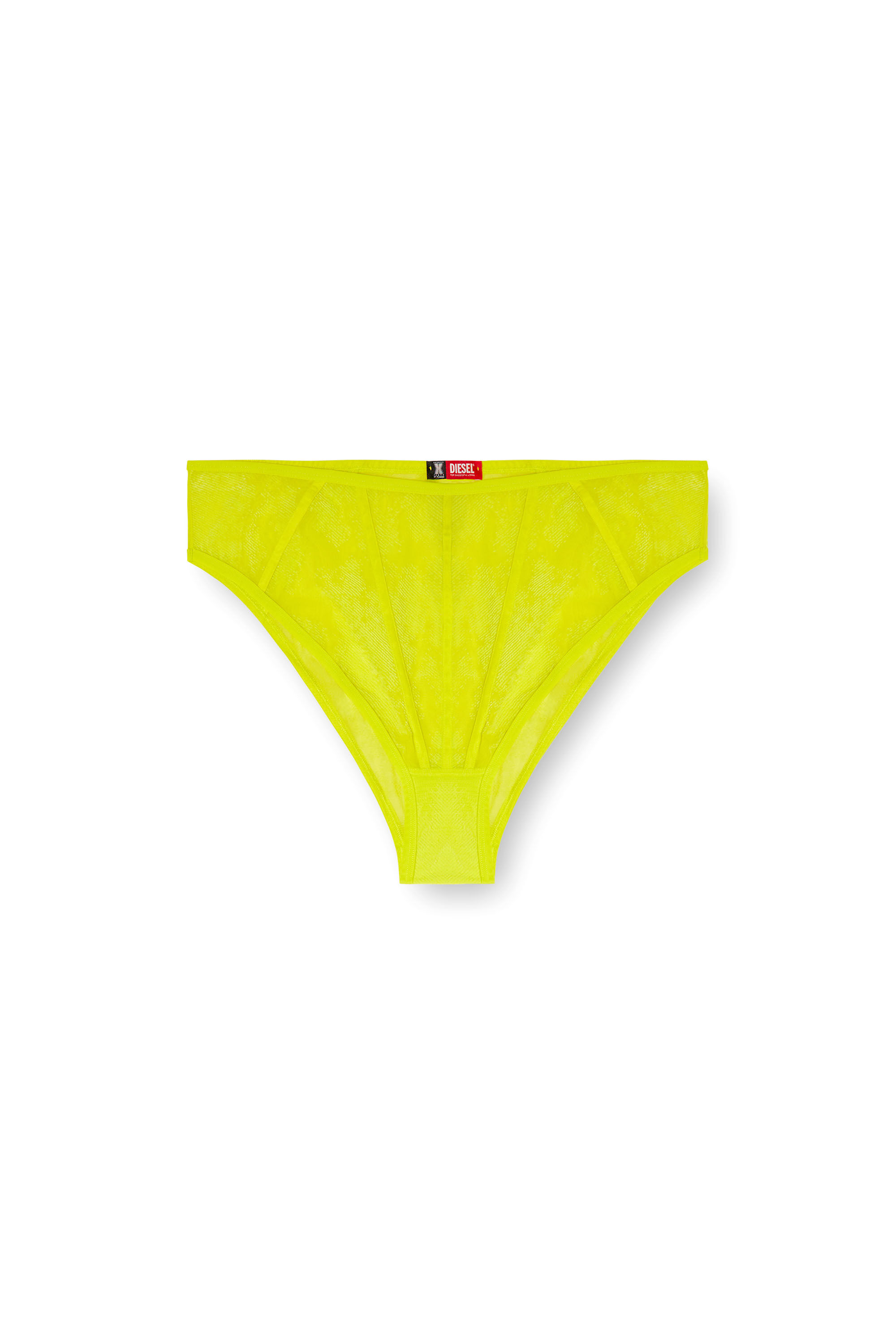 Diesel - C-MESH-HIGH-WAIST-BRIEF, Damen Hochtaillierter Slip aus beflocktem Mesh in Neongrün - 2