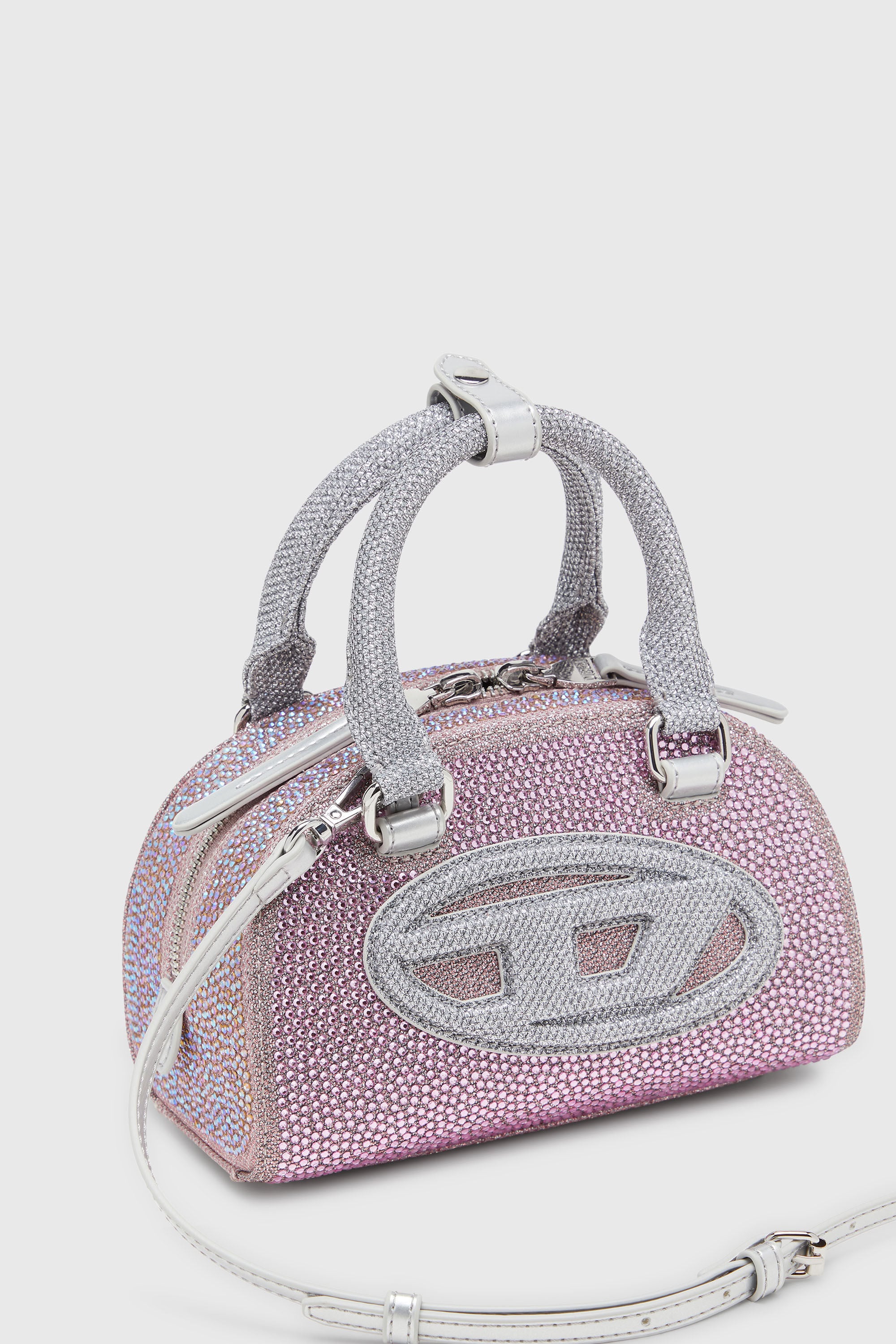 Diesel - 1DR DOME CROSSBODY, Damen 1DR Dome - Kleine-Crossbody-Bag aus Crystal Lurex in Rosa - 6