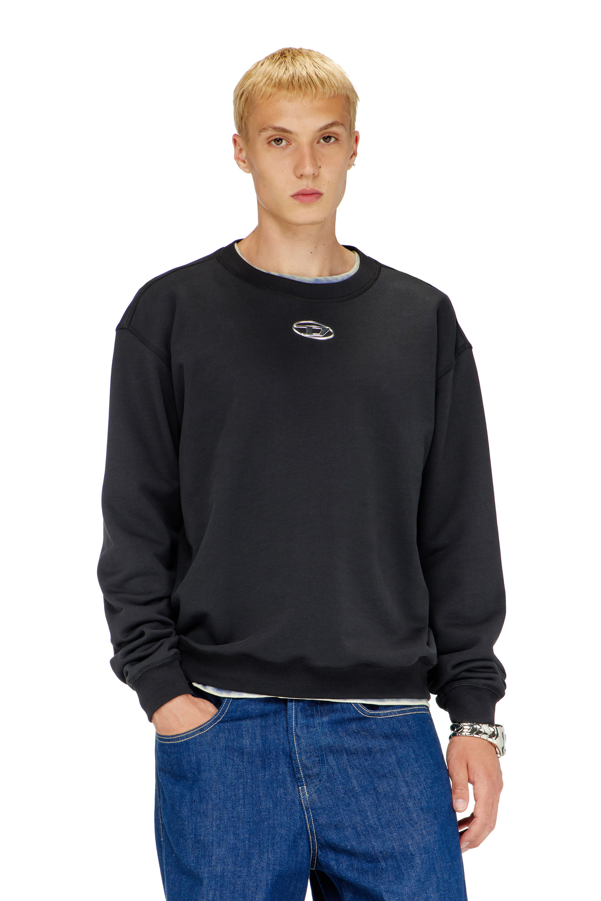 Diesel - S-NORM-IOD, Herren Normaler Hoodie mit metallischem Oval D in Schwarz - 3
