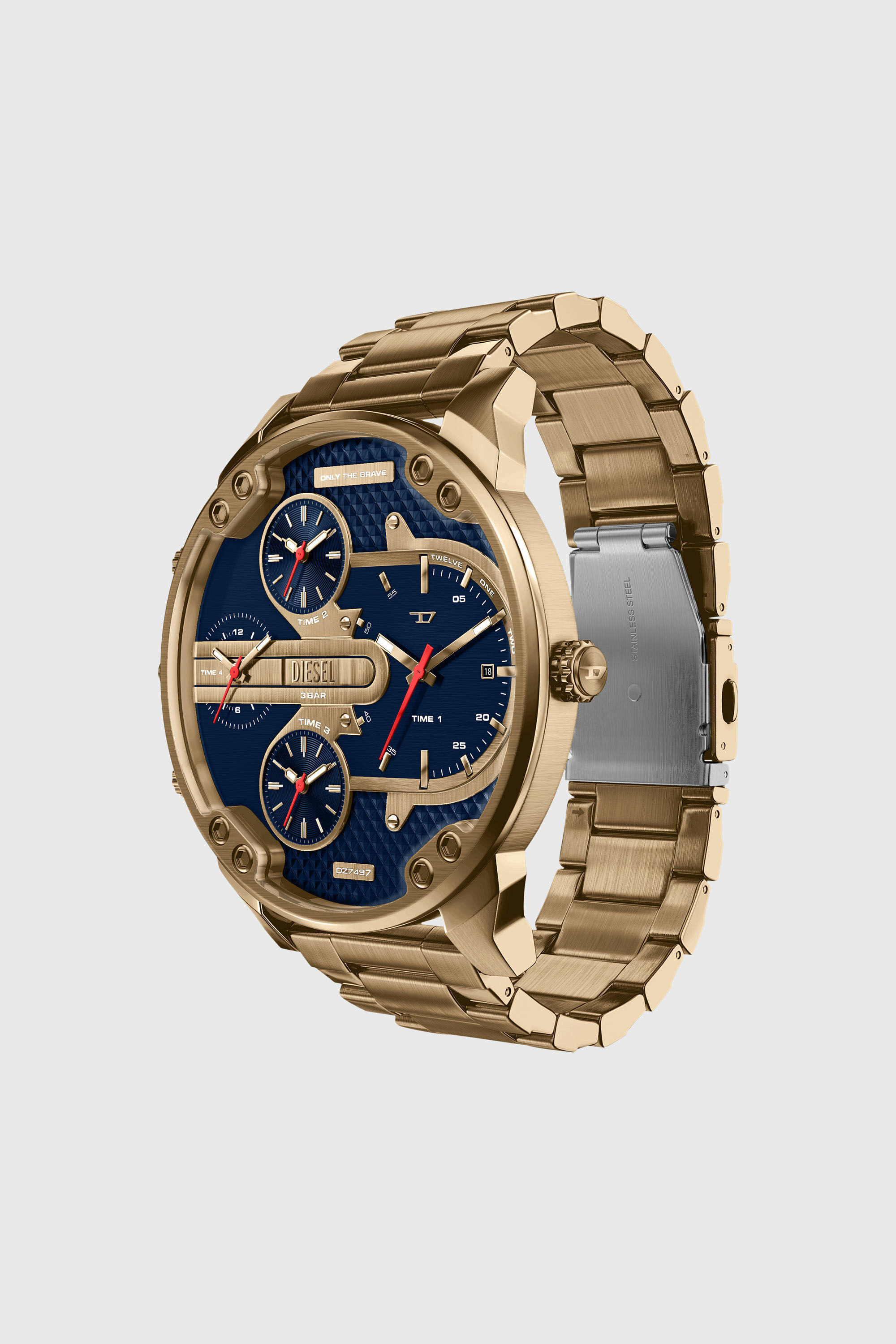 Diesel - DZ7497 WATCH, Herren Mr. Daddy Slim Uhr mit Datumsanzeige aus Edelstahl in Altgoldoptik in Gold - 5