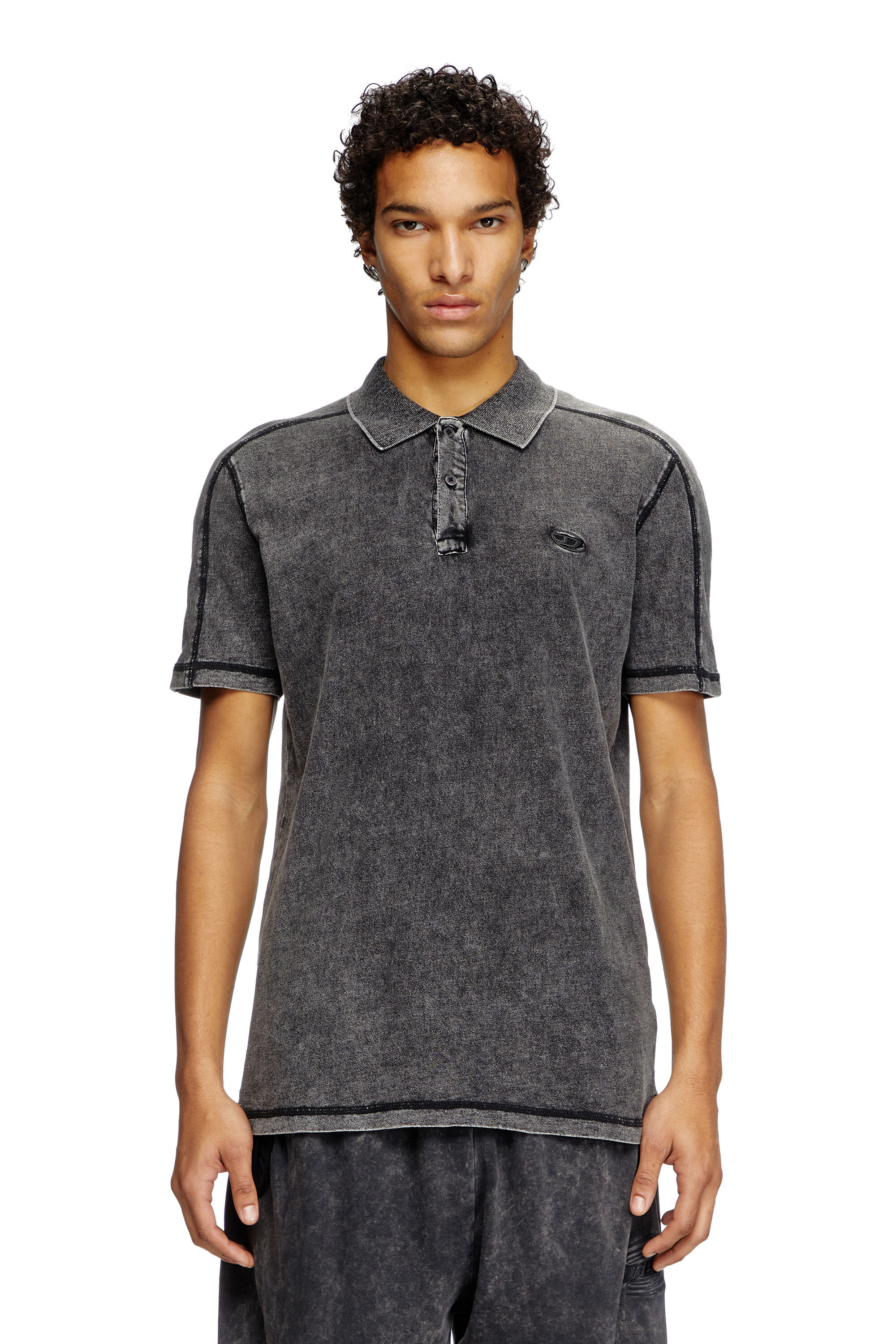 Diesel - T-SWIND-R1, Herren Poloshirt in Denim-Optik in Schwarz - 3