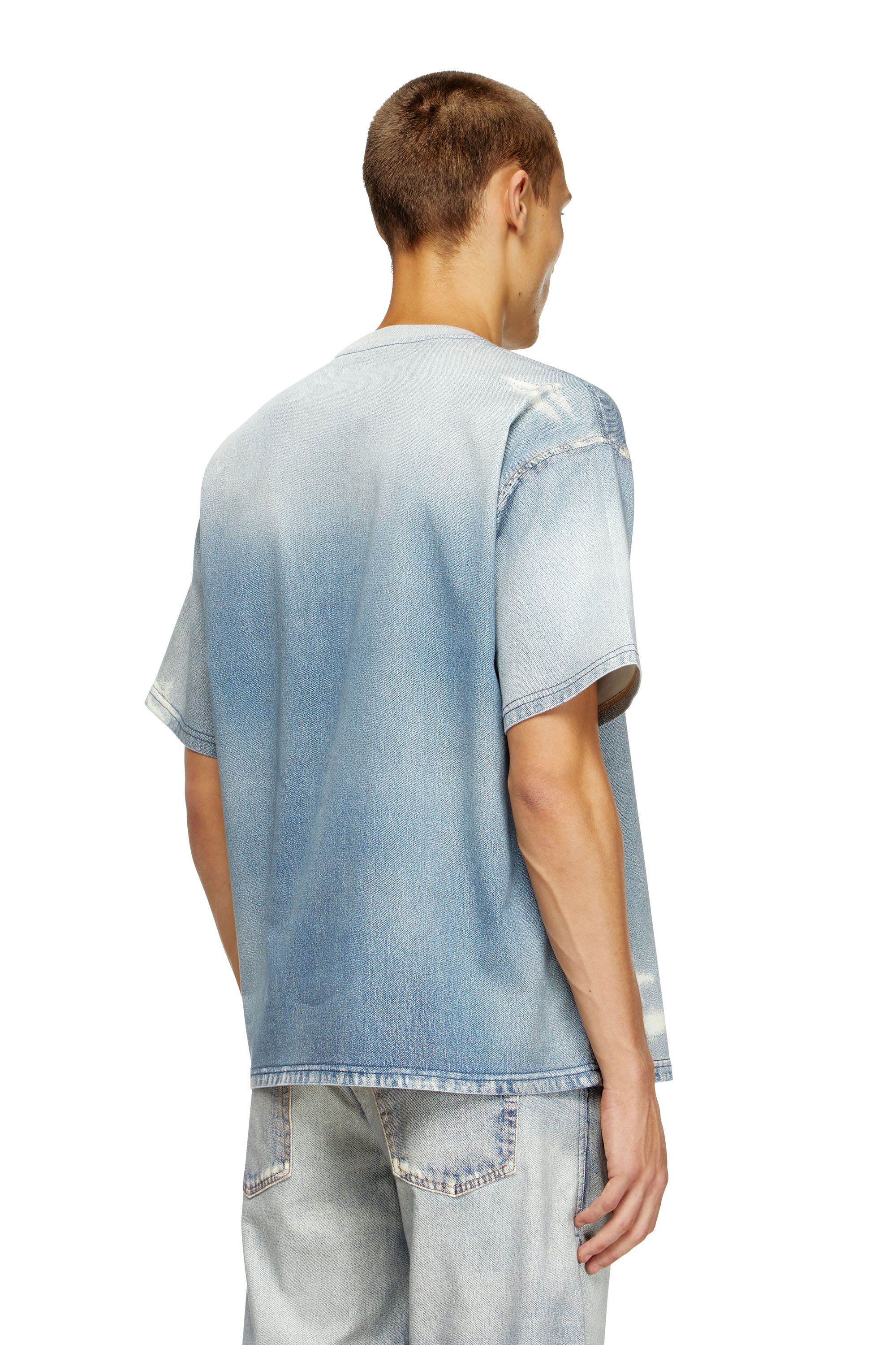 Diesel - D-BOX JOGG, Herren T-Shirt aus bedruckter JoggJeans mit Bleicheffekt in Hellblau - 3
