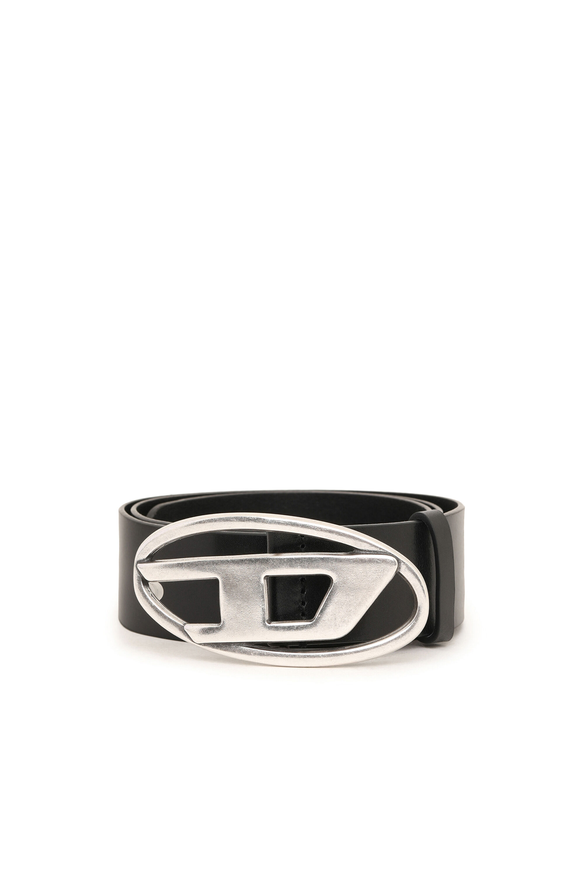 DIESEL ユニセックス ベルト B-1DR B-1DR: Leather Belt with silver D logo buckle | Diesel