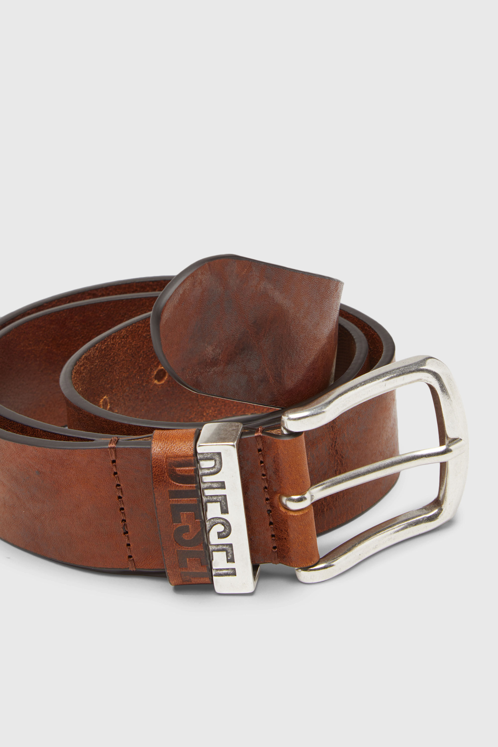 Diesel - B-VISIBLE, Man's 3.9cm belt with contrast loops in Brown - 3