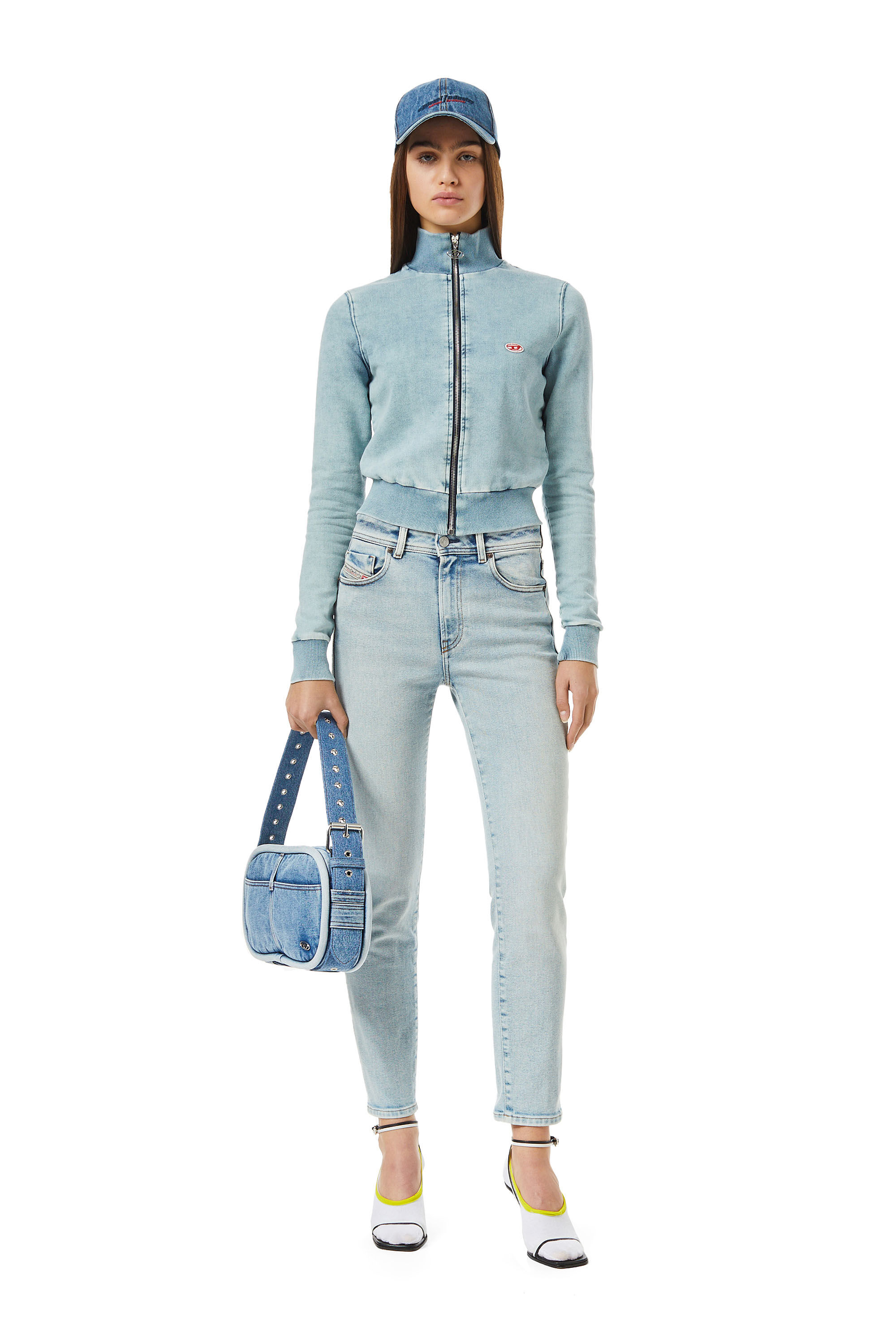 Diesel - D-EMY TRACK DENIM SWEATSHIRT, Hellblau - Image 1