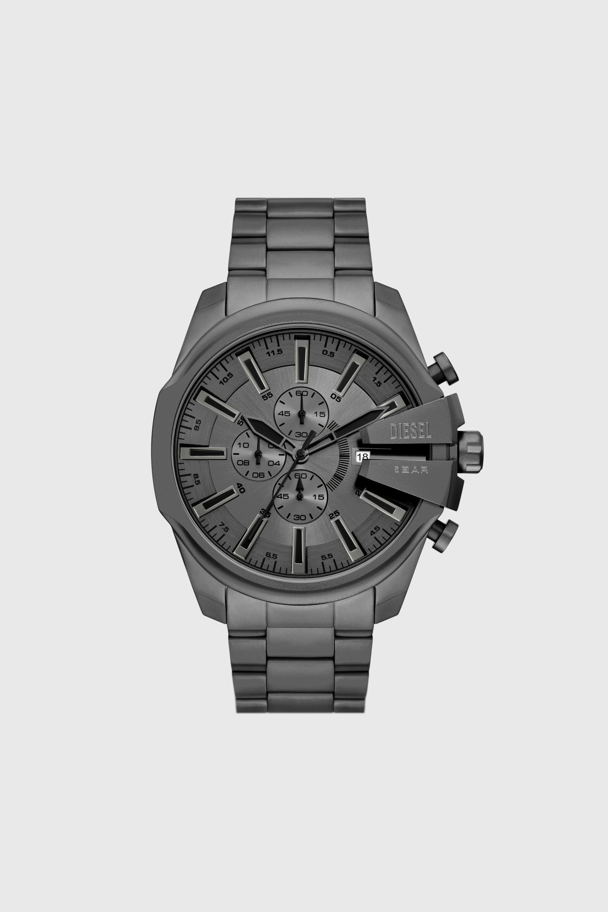 Diesel - DZ4676, Herren Mega Chief Slim Armbanduhr aus Edelstahl in Dunkelgrau - 1