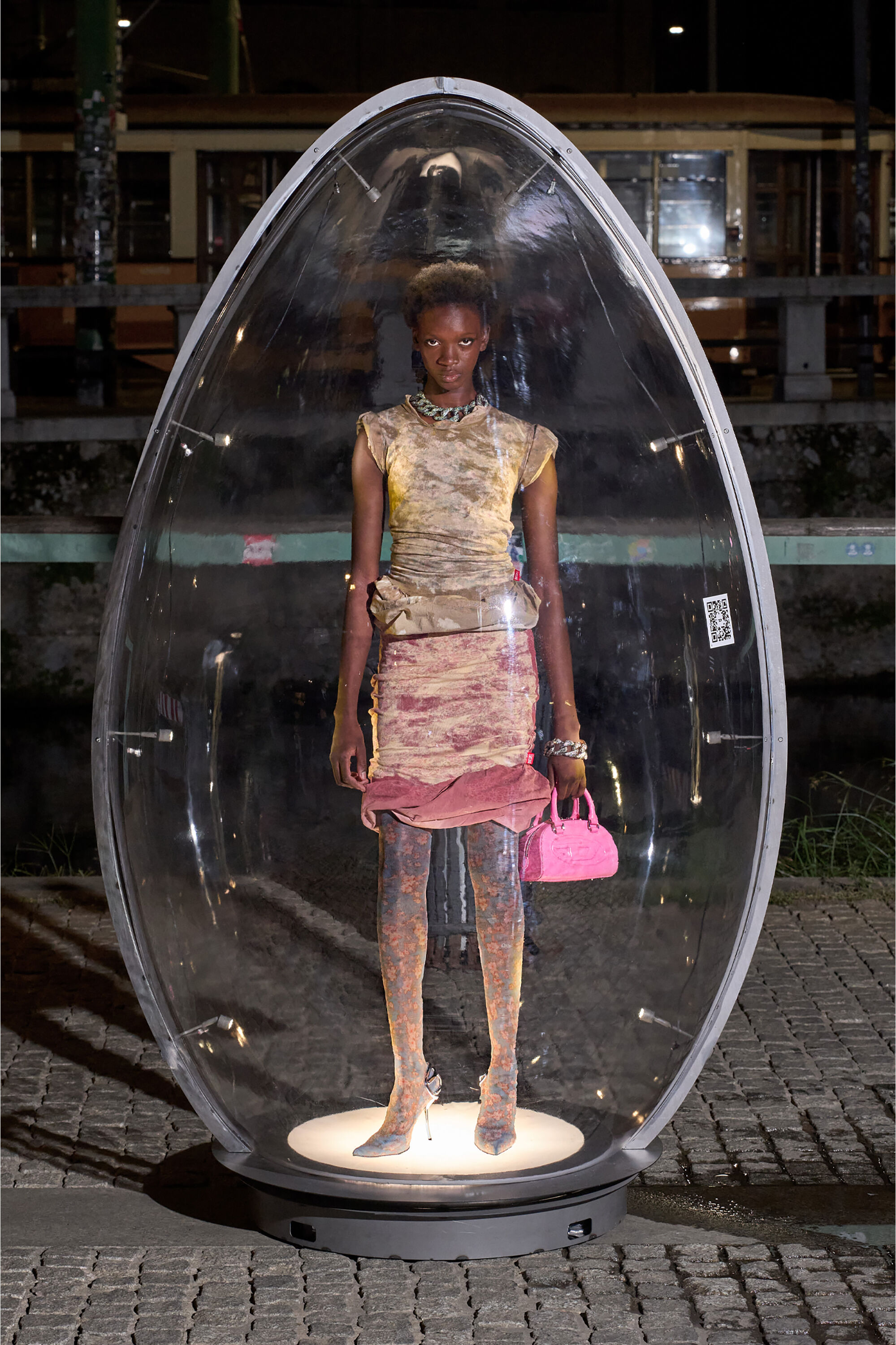 Diesel - T-ORY, Damen Lagen-Top mit Bleached-Effekt in Armeegr&uuml;n - 6