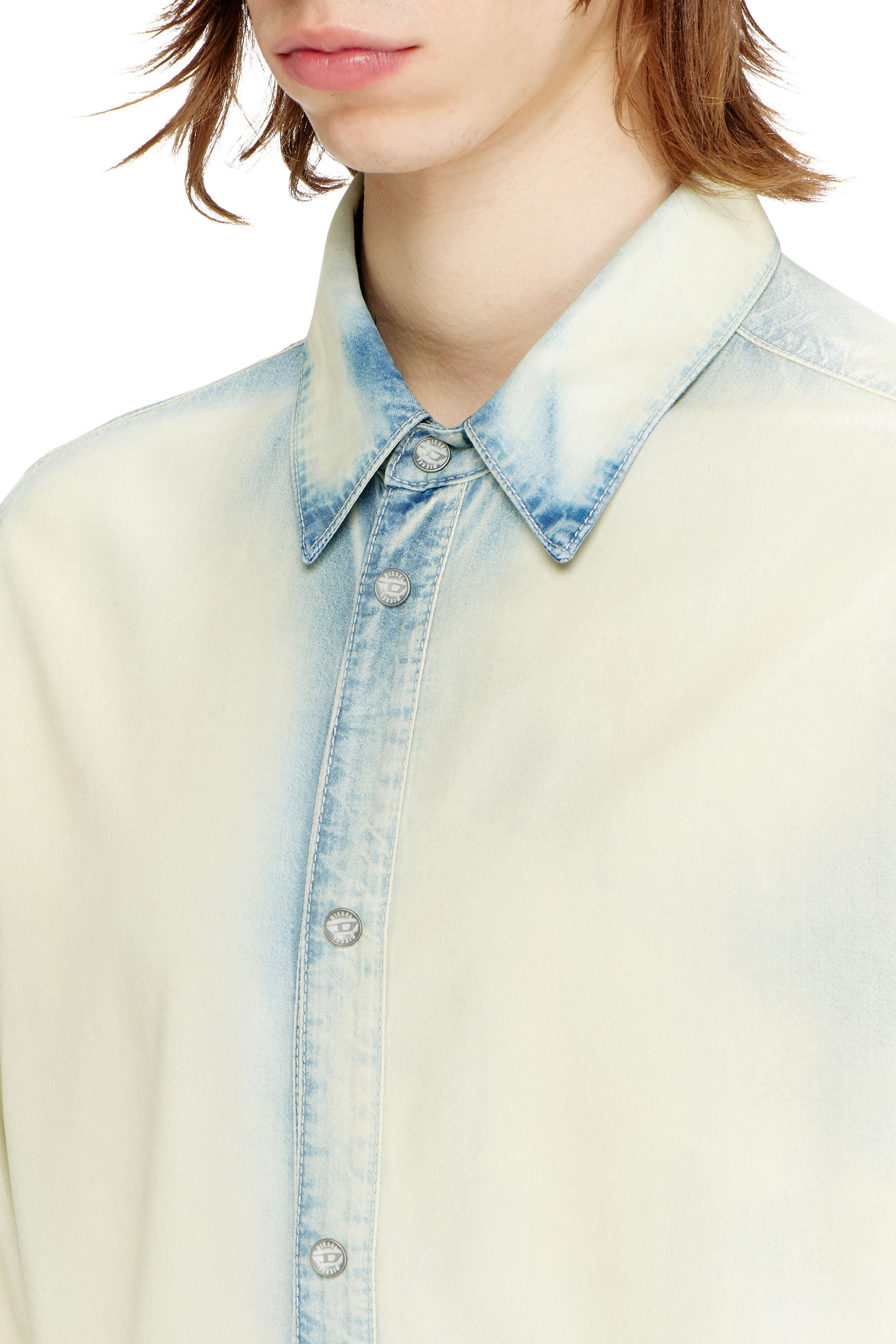 Diesel - D-SYNAR-FSI1, Herren Hemd aus flie&szlig;endem X-Ray-Bleach-Denim in Hellblau - 5