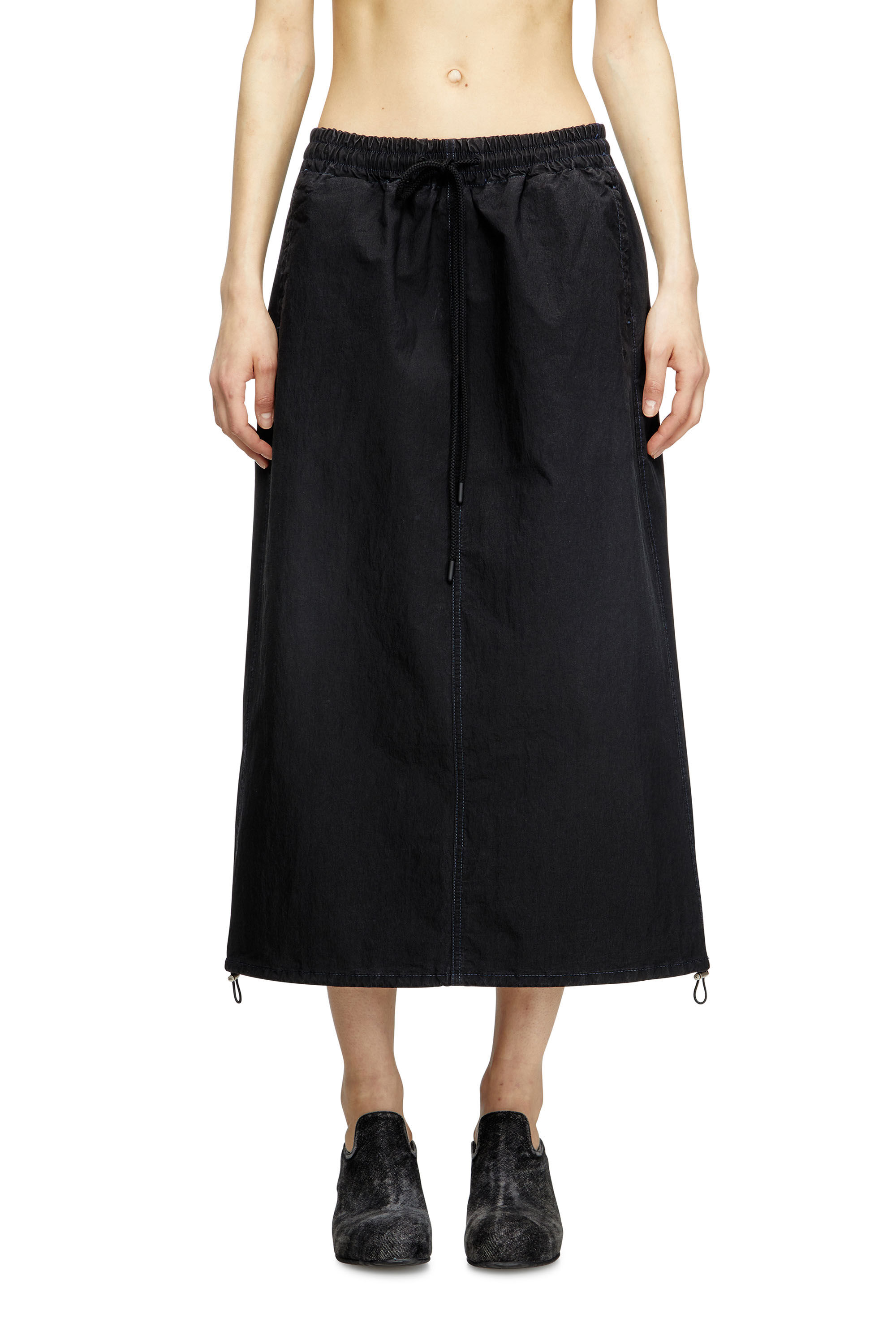 Diesel - DE-OREN-C JOGG, Damen Midi-Rock aus technischem JoggJeans in Schwarz - 3
