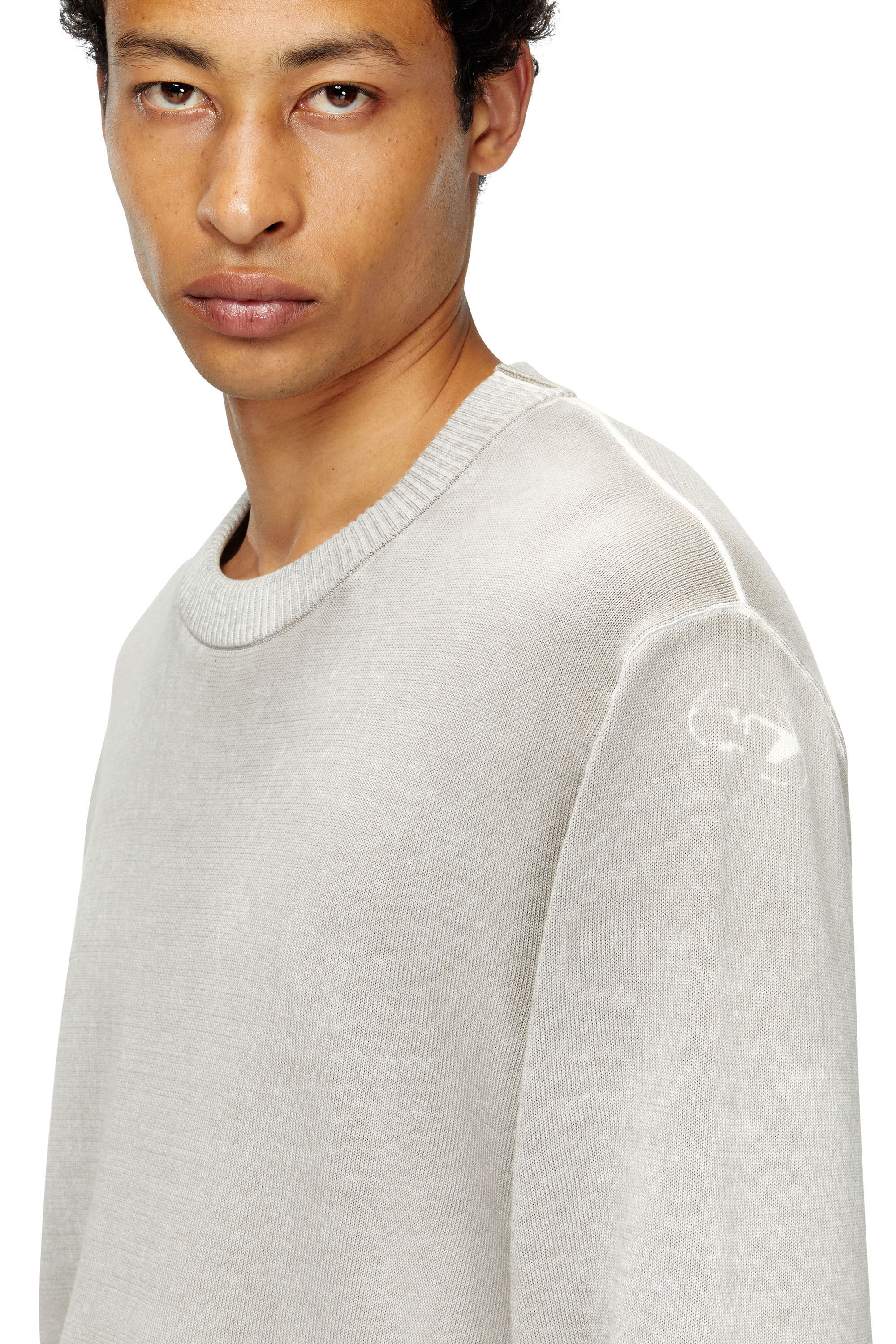 Diesel - K-LARENCE-B, Herren Pullover aus Baumwolle mit Innen-Print in Hellgrau - 5