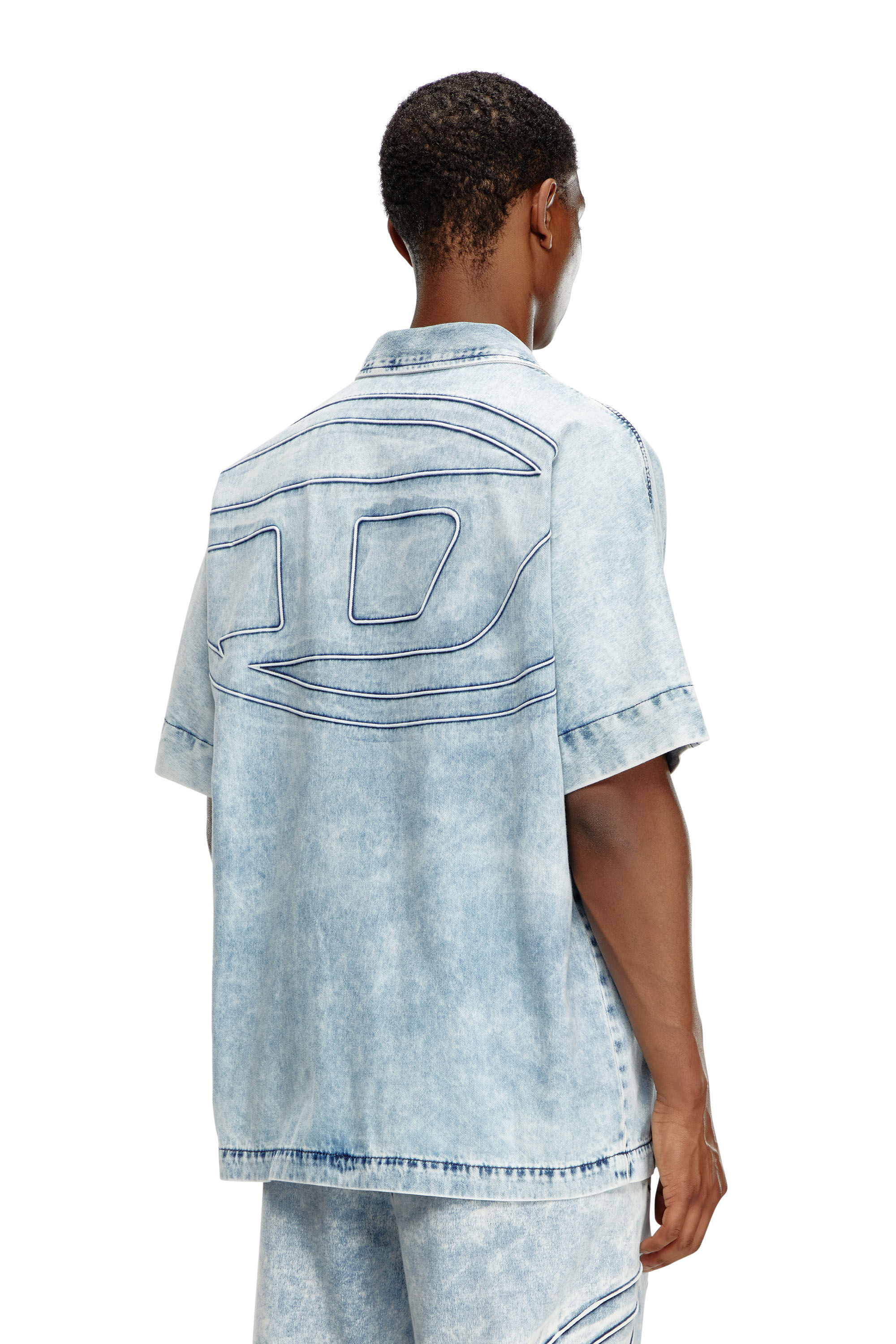 Diesel - D-NABIL-S, Herren Bowlinghemd aus Denim mit Oval D in Hellblau - 3