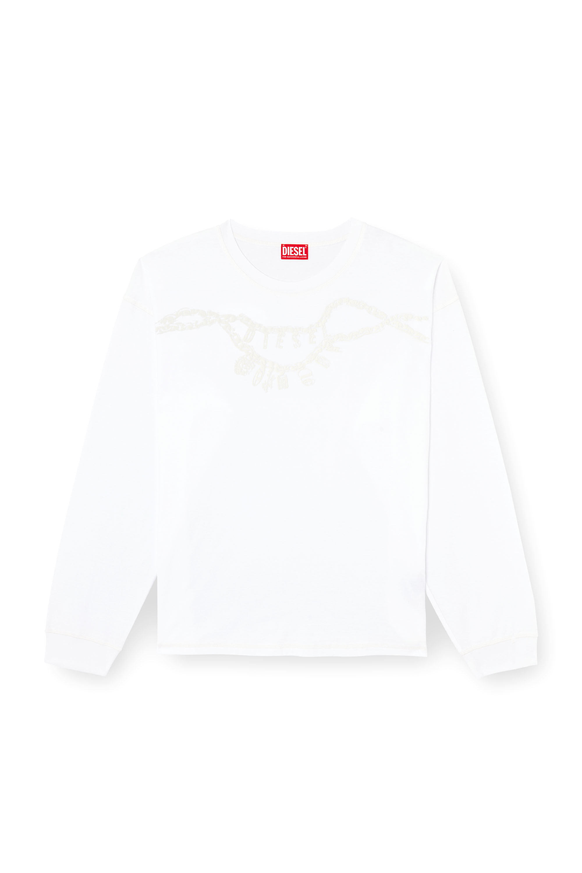 Diesel - T-BOXT-LS-HOSHI, Unisex Langarm-T-Shirt mit Anhänger-Halskette-Print in Weiß - 2