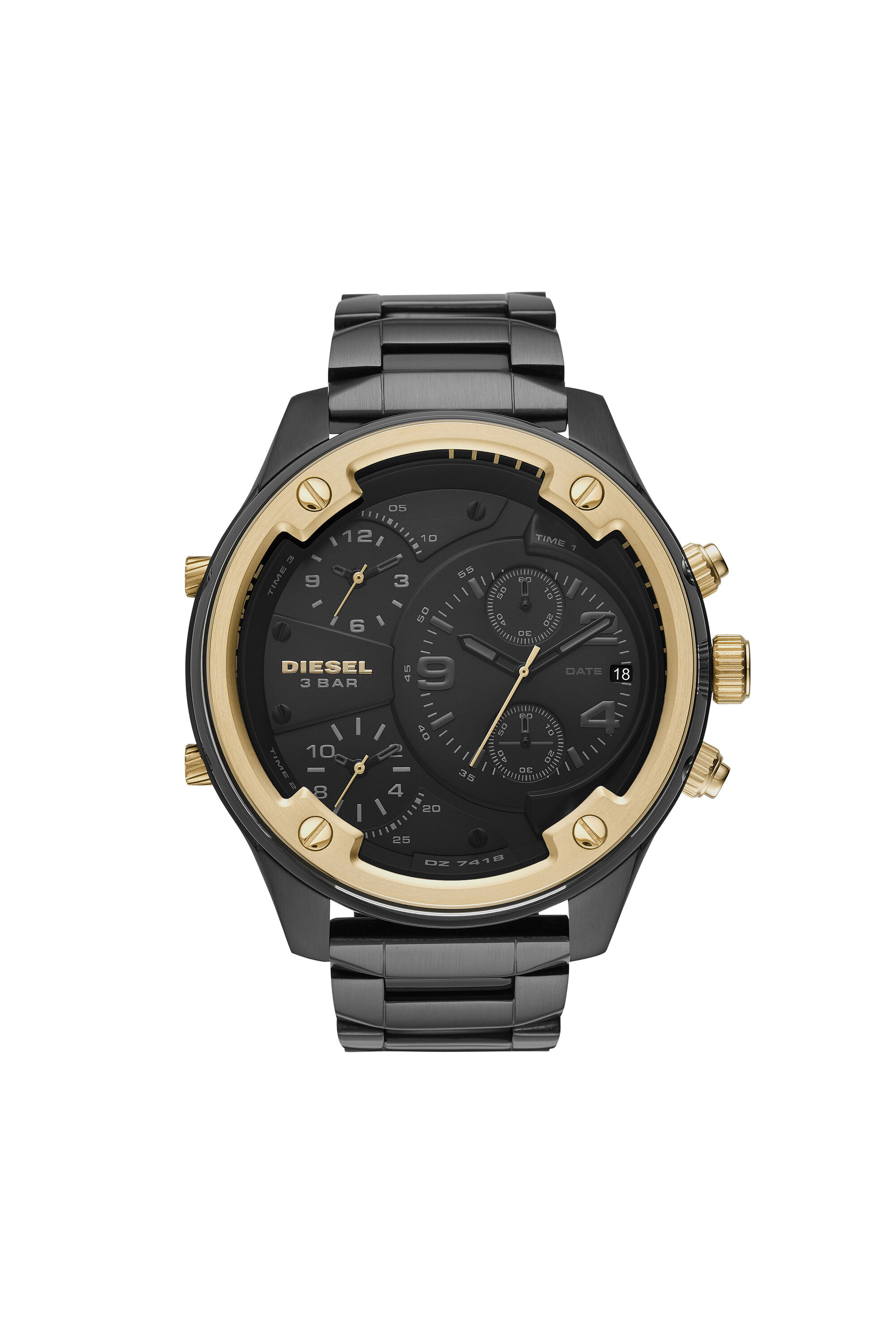 Diesel - DZ7418, Herren Boltdown Armbanduhr aus Edelstahl mit Chronograph-Anzeige in Schwarz/Gold - 1