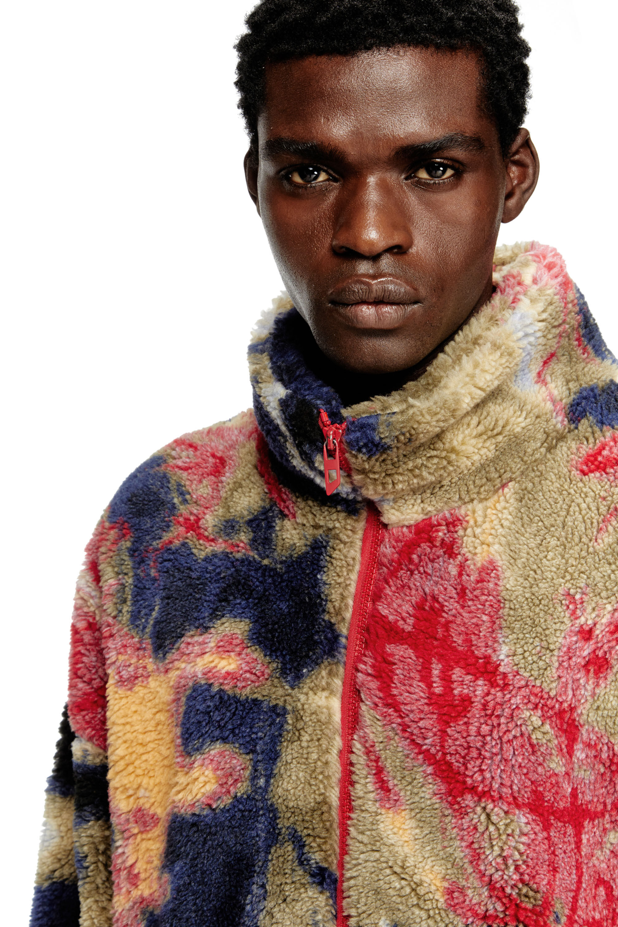 Men's Teddy-fleece jacket with graffiti motif | Multicolor | Diesel