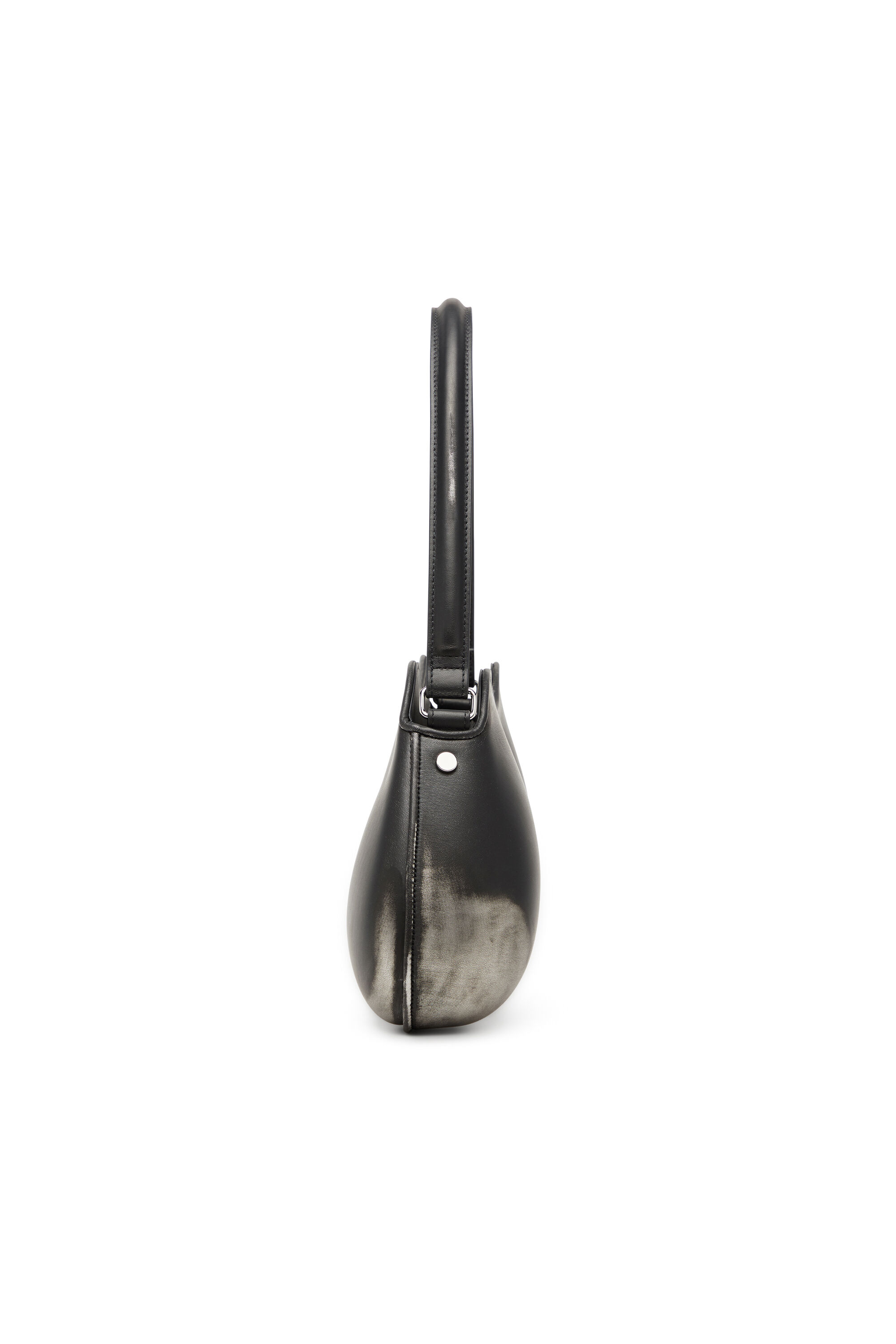 Diesel - DOUBLE-D SHOULDER, Damen Double-D-Feste Schultertasche aus gebürstetem PU in Schwarz/Silber - 4