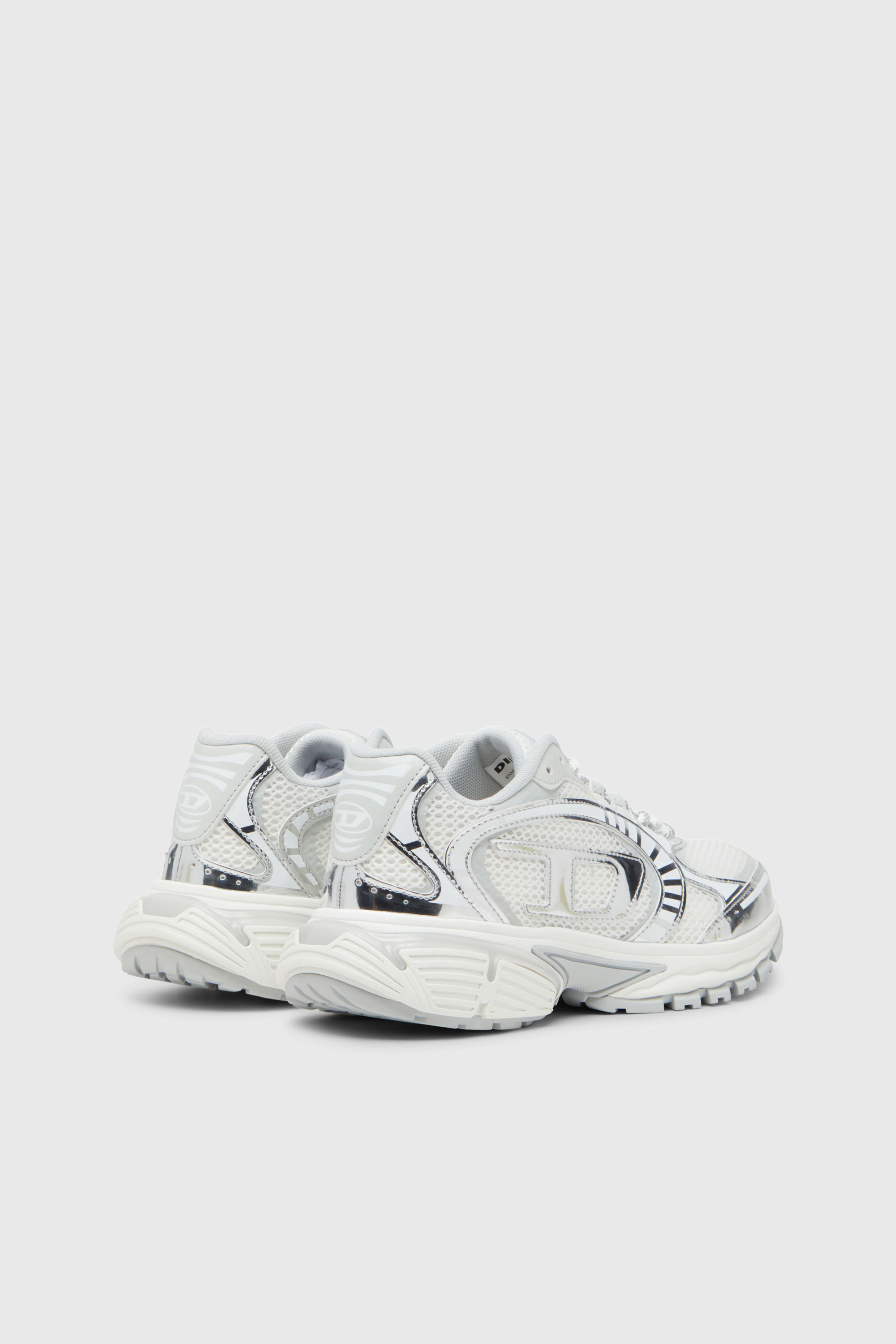 Diesel - S-PRO-V-DENSE LOW W, Damen S-Pro-V-Dense-Sneakers aus Metallic-Mesh mit Oval D-Logo in Wei&szlig;/Silber - 3