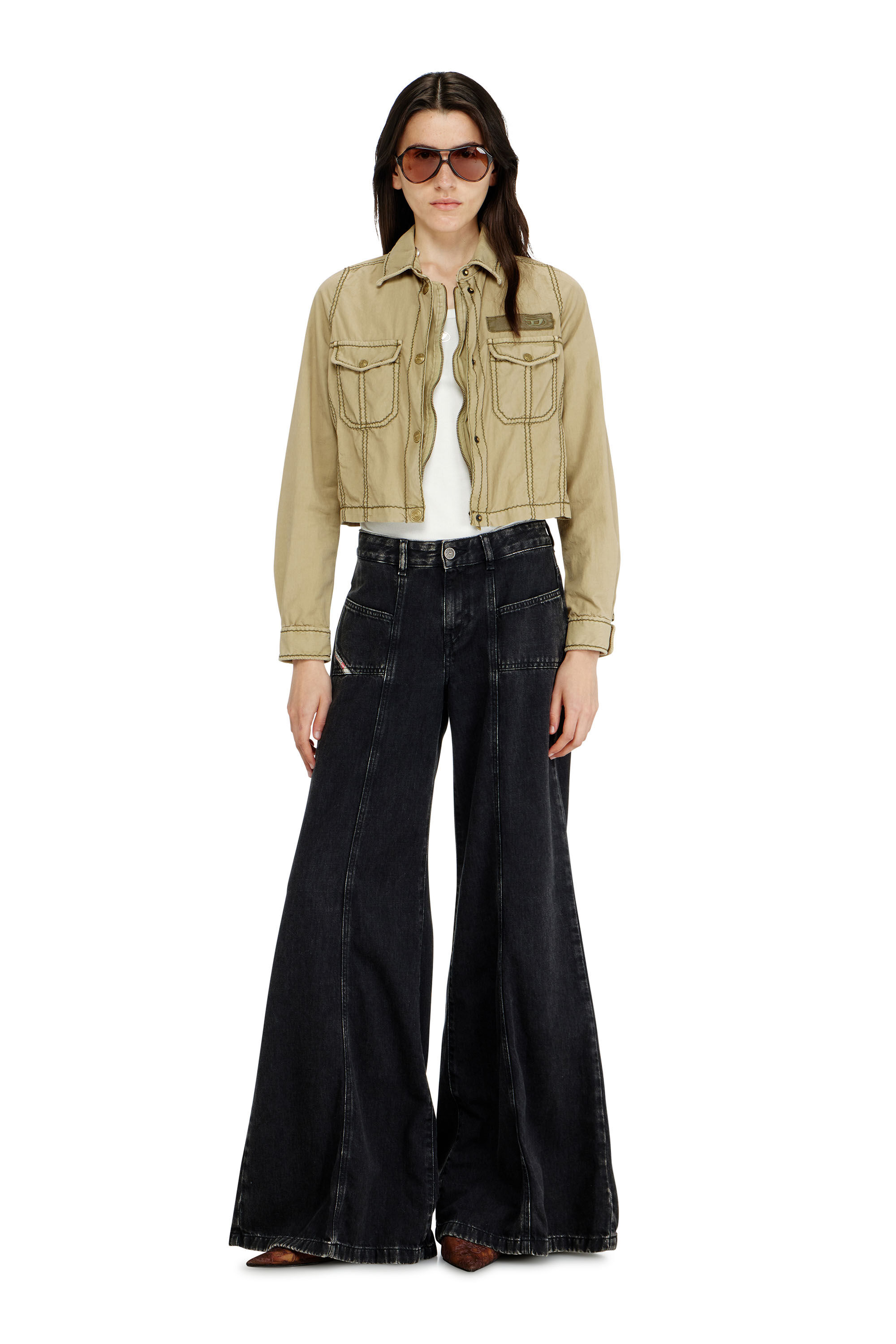 Diesel - Damen Flare Jeans D-Akii 068HN, Schwarz/Dunkelgrau - 1