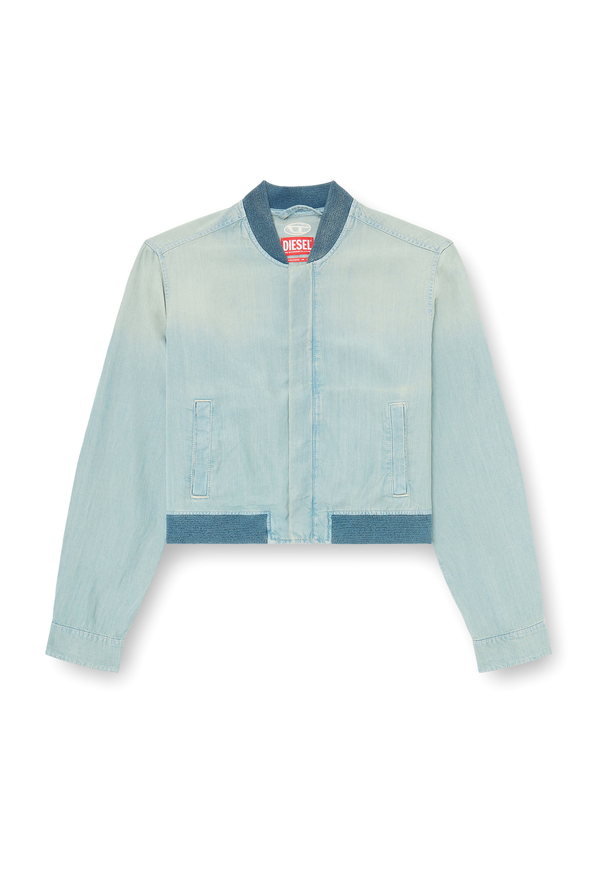 Diesel - DE-RANIA-S1, Woman's Bomber-shirt in fluid dirt-effect denim in null - 2
