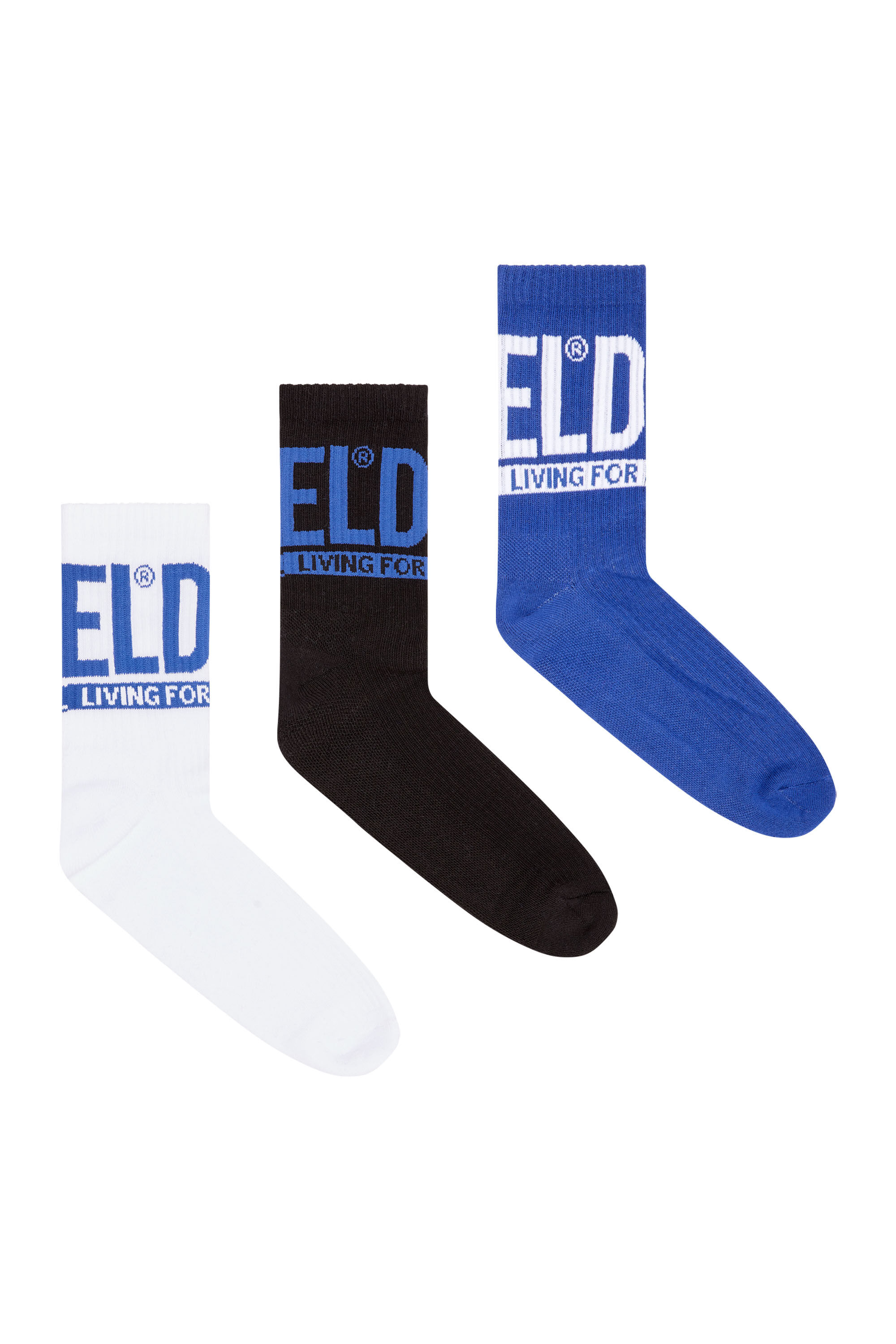 Diesel - SKM-WRAPAROUND-MID-CUT-CUSHIONED-SOCKS, Blau/Weiss - Image 1