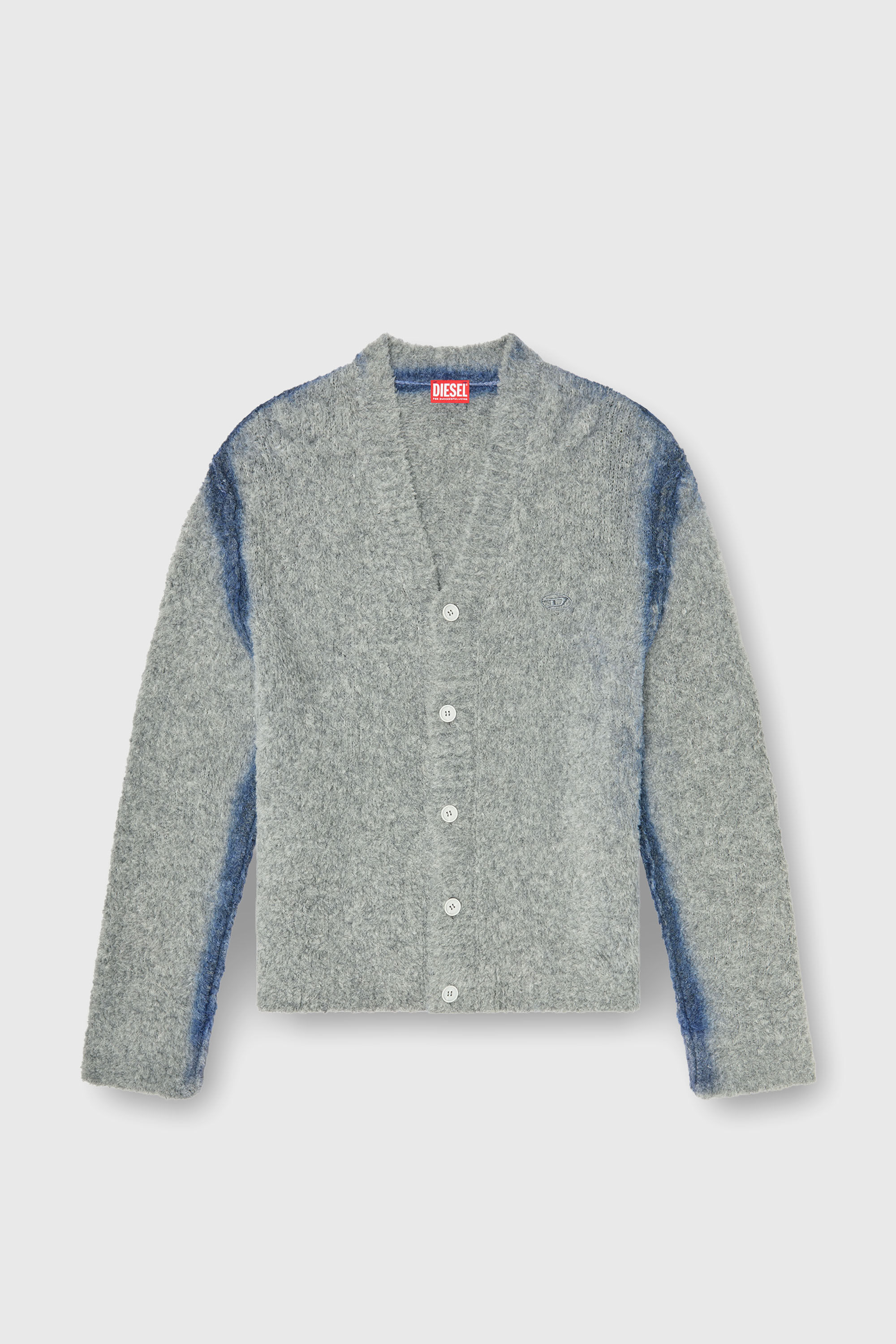 Diesel - K-REMO, Herren Cardigan aus Alpaka-Mix mit spraygef&auml;rbten N&auml;hten in Grau - 2