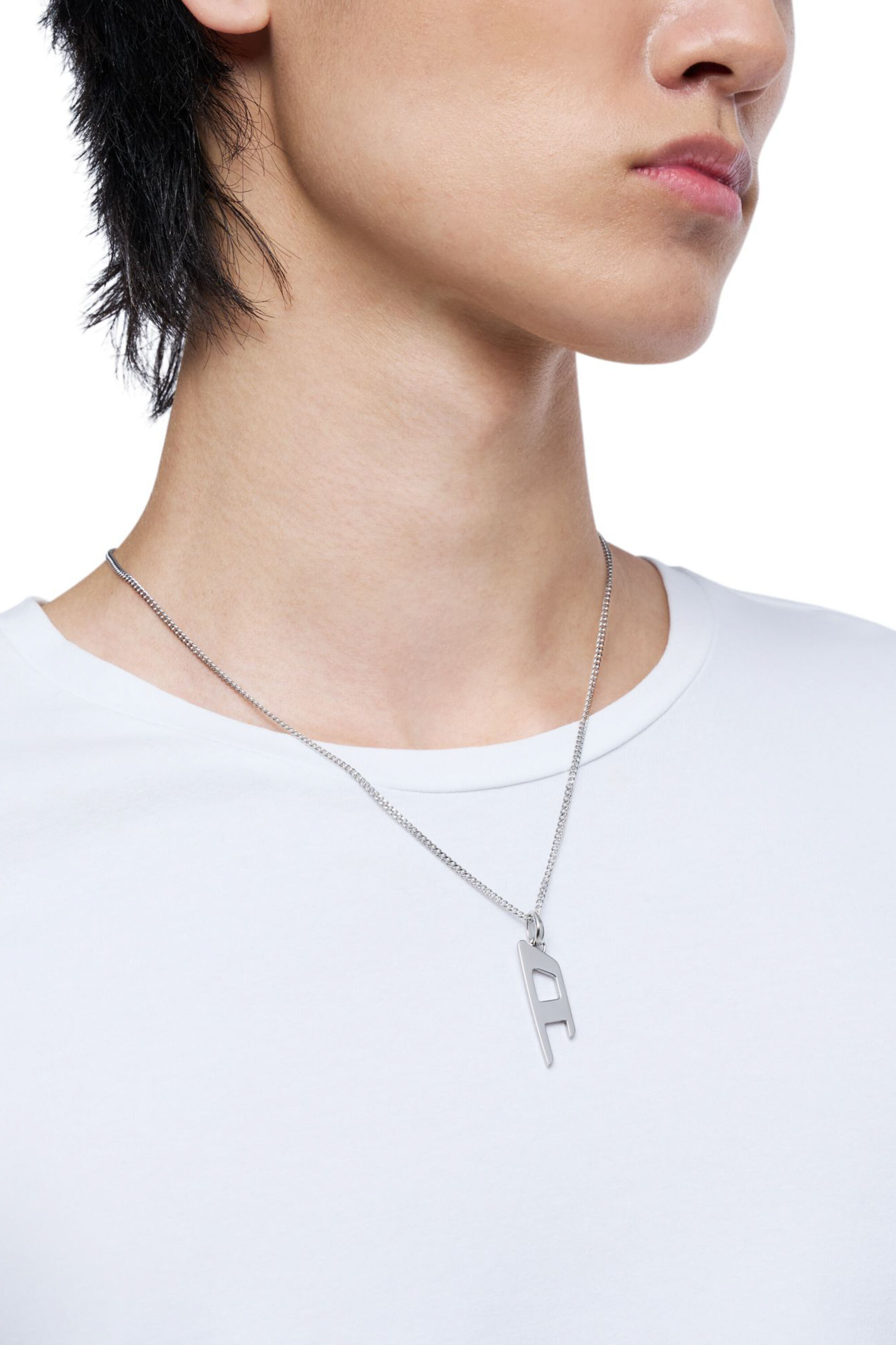 Diesel - DX1625040 JEWELLERY, Unisex Halskette mit D-Logo-Anhänger aus Edelstahl in Silber - 4