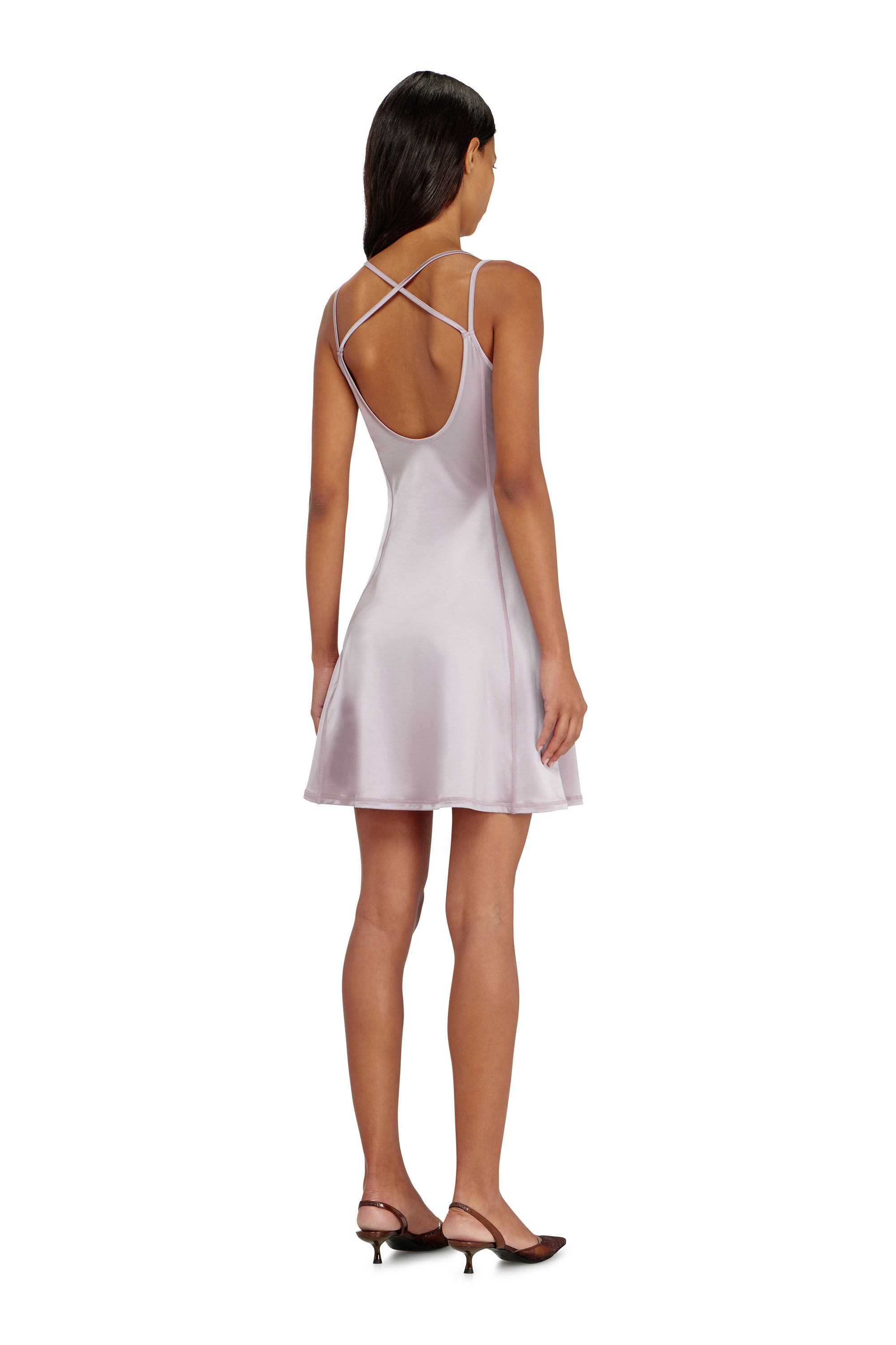 Diesel - D-IMMY, Woman's Fluid mini dress with double straps in Lilac - 4