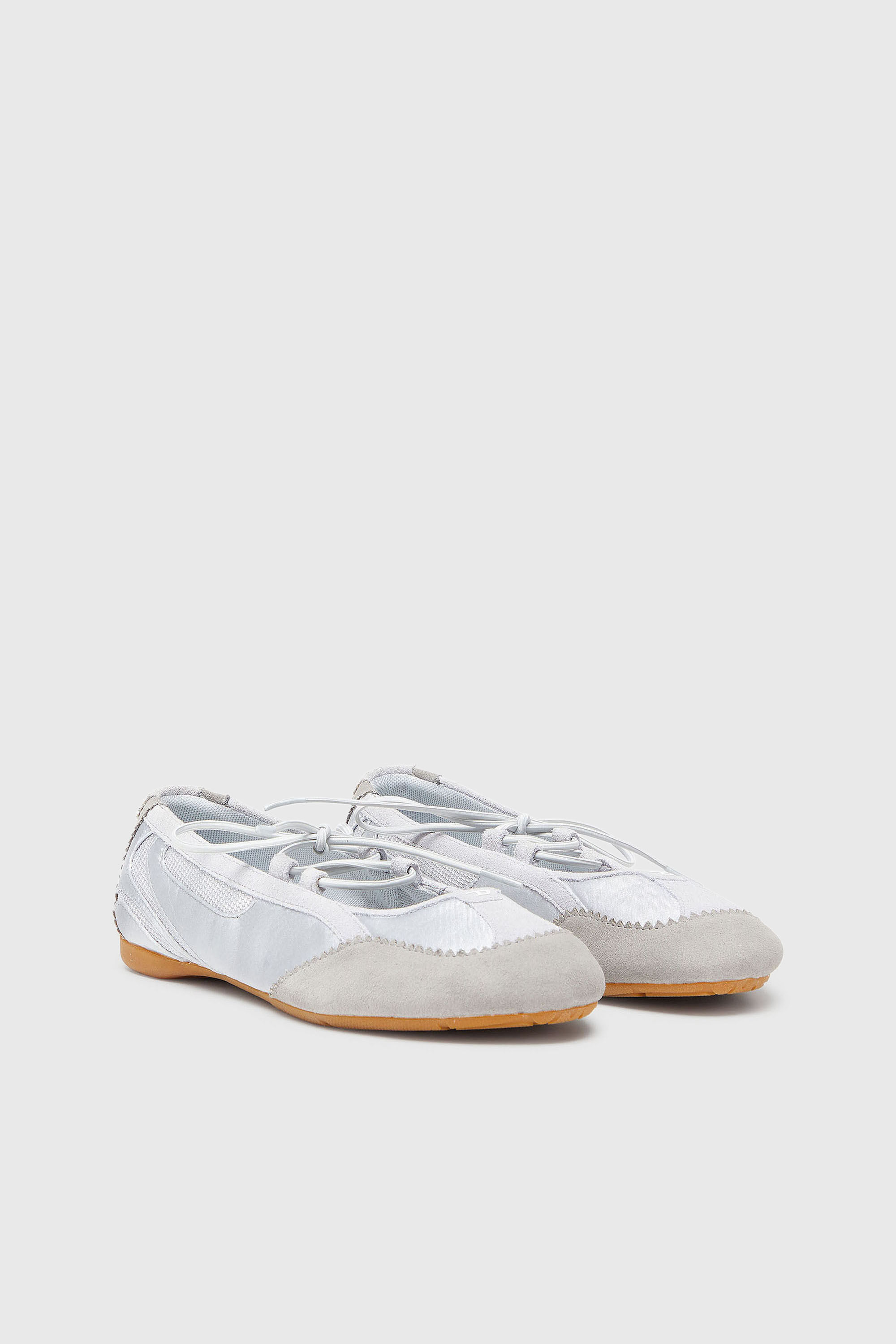 Diesel - D-MILE BALLERINA LACE UP II W, Damen D-Mile &ndash; Ballerinaschn&uuml;rschuhe aus Leder und Mesh in Hellgrau - 2