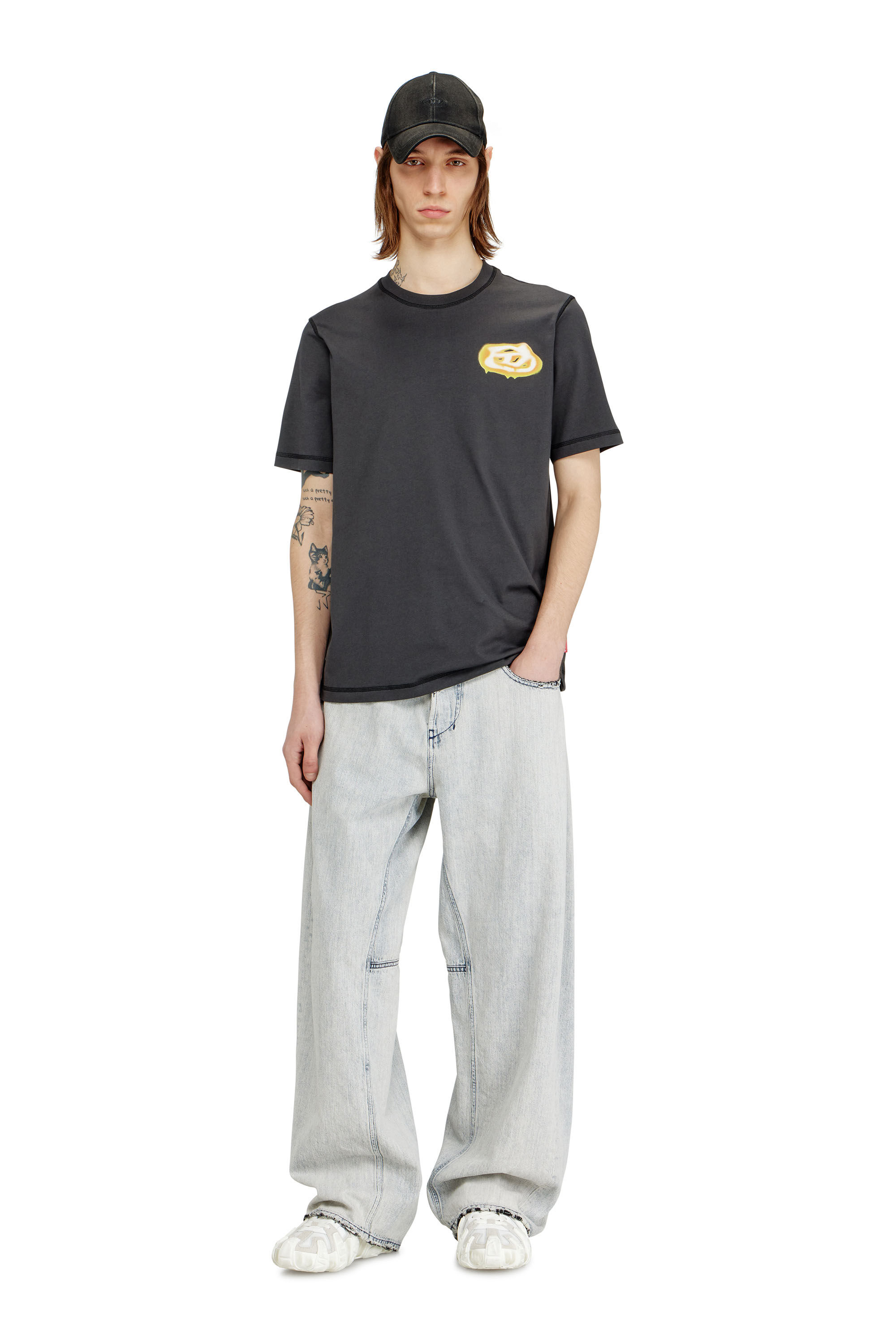 Diesel - T-ADJUST-V7, Herren T-Shirt mit kontrastierenden N&auml;hten in null - 1