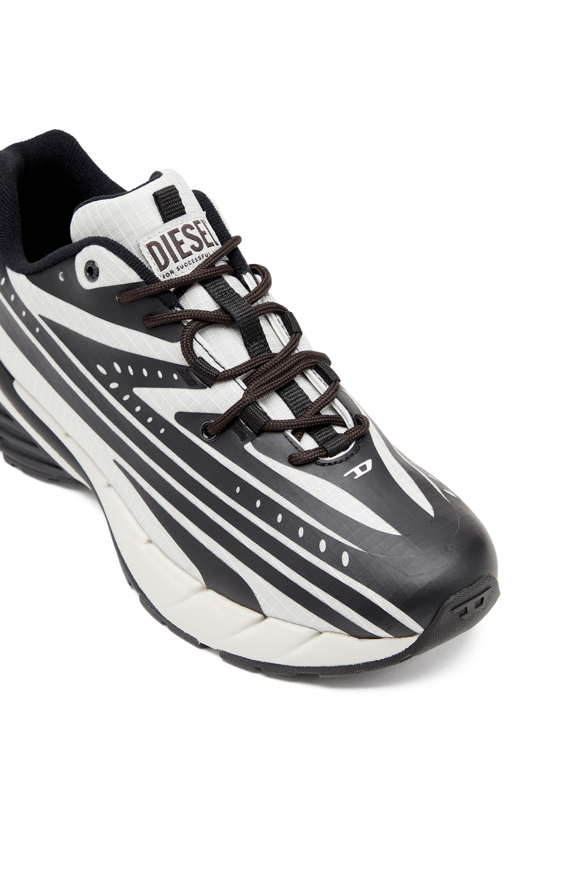 Diesel - D-AIRSPEED LOW, Herren D-Airspeed Low-Gestreifte Sneakers aus beschichtetem Ripstop in Schwarz/Grau - 6