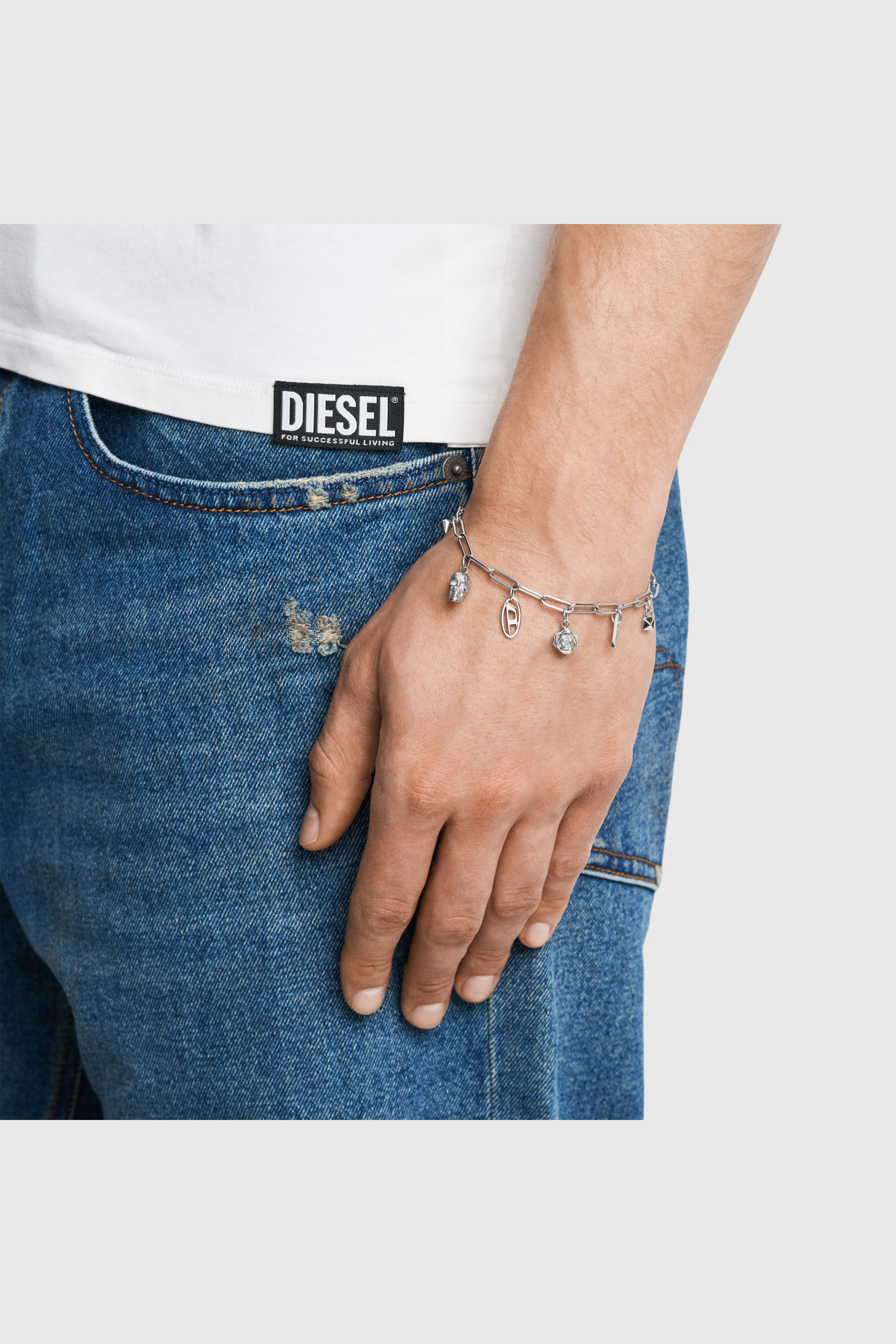 Diesel - DX1604040, Unisex Charm-Armband aus Edelstahl in Silber - 4