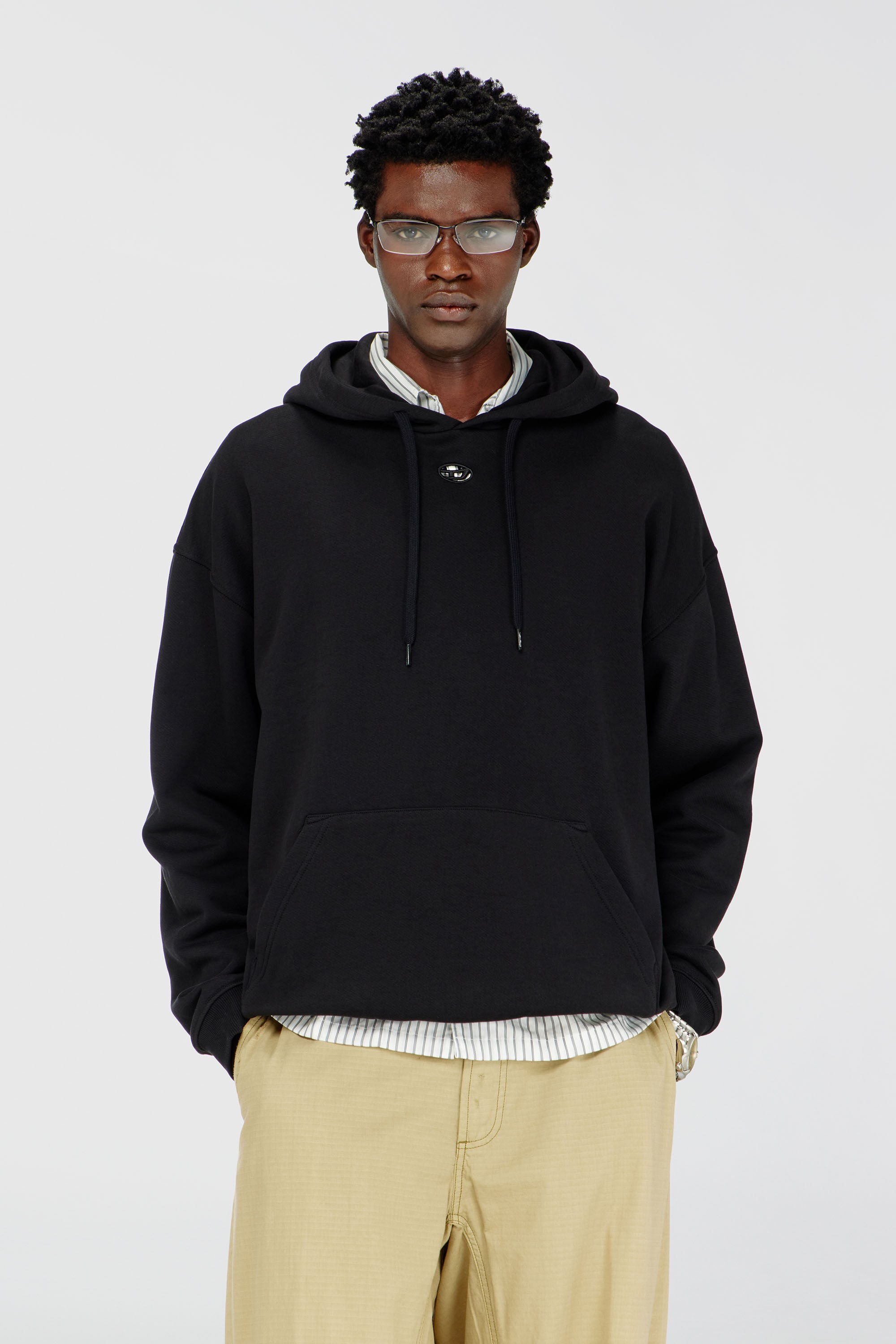 Diesel - S-BOXT-HOOD-DCO, Herren Locker geschnittener Hoodie mit K&auml;ngurutasche in Schwarz - 3
